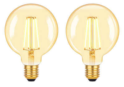 Kendal Elektrik LED-Filament 2er SET 6W G95 LED LEUCHTMITTEL RETRO FILAMENT VINTAGE LAMPE 2700K, E27, 2 St., warmweiß, Klassisches Vintage Design