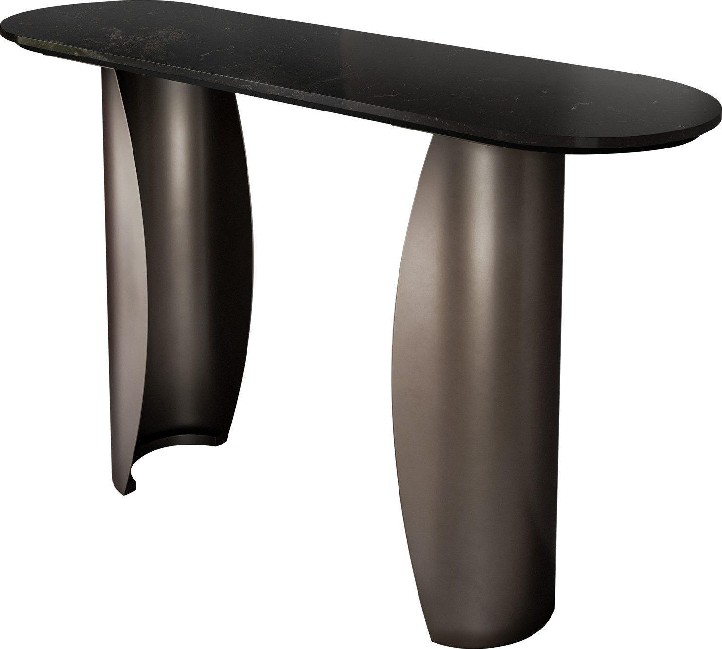 DELIFE Beistelltisch Solena, Marmor Schwarz Silber 135x40 cm Metall Black Antique