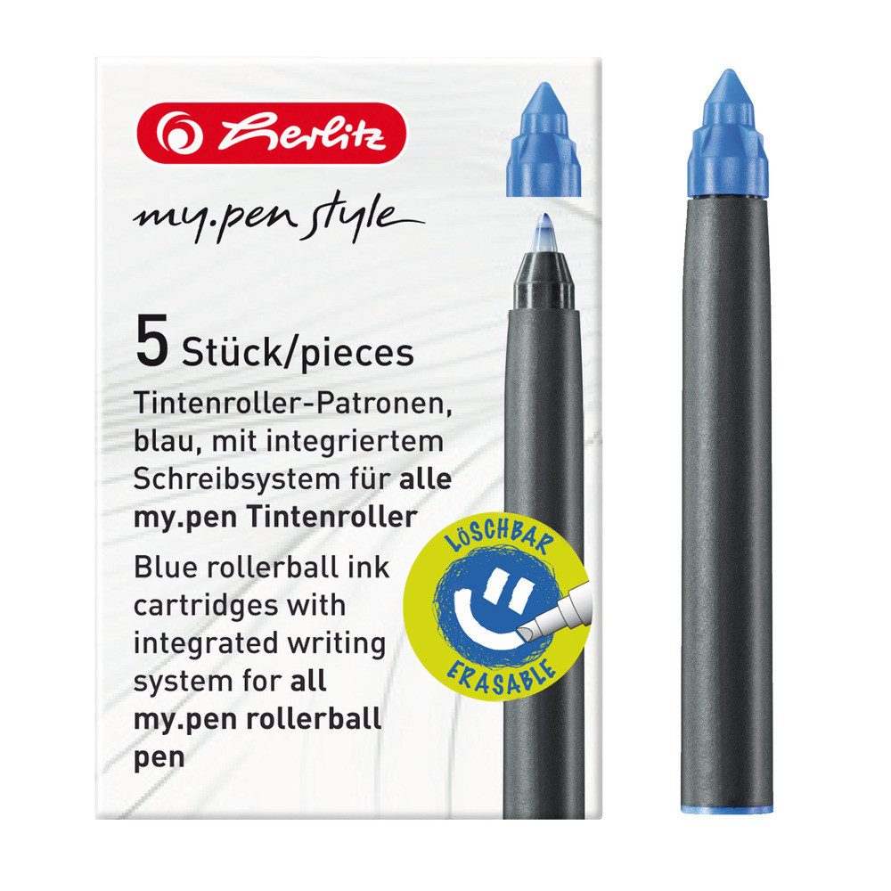 Collegeblock herlitz Tintenroller-Patronen my.pen blau 5 Stück