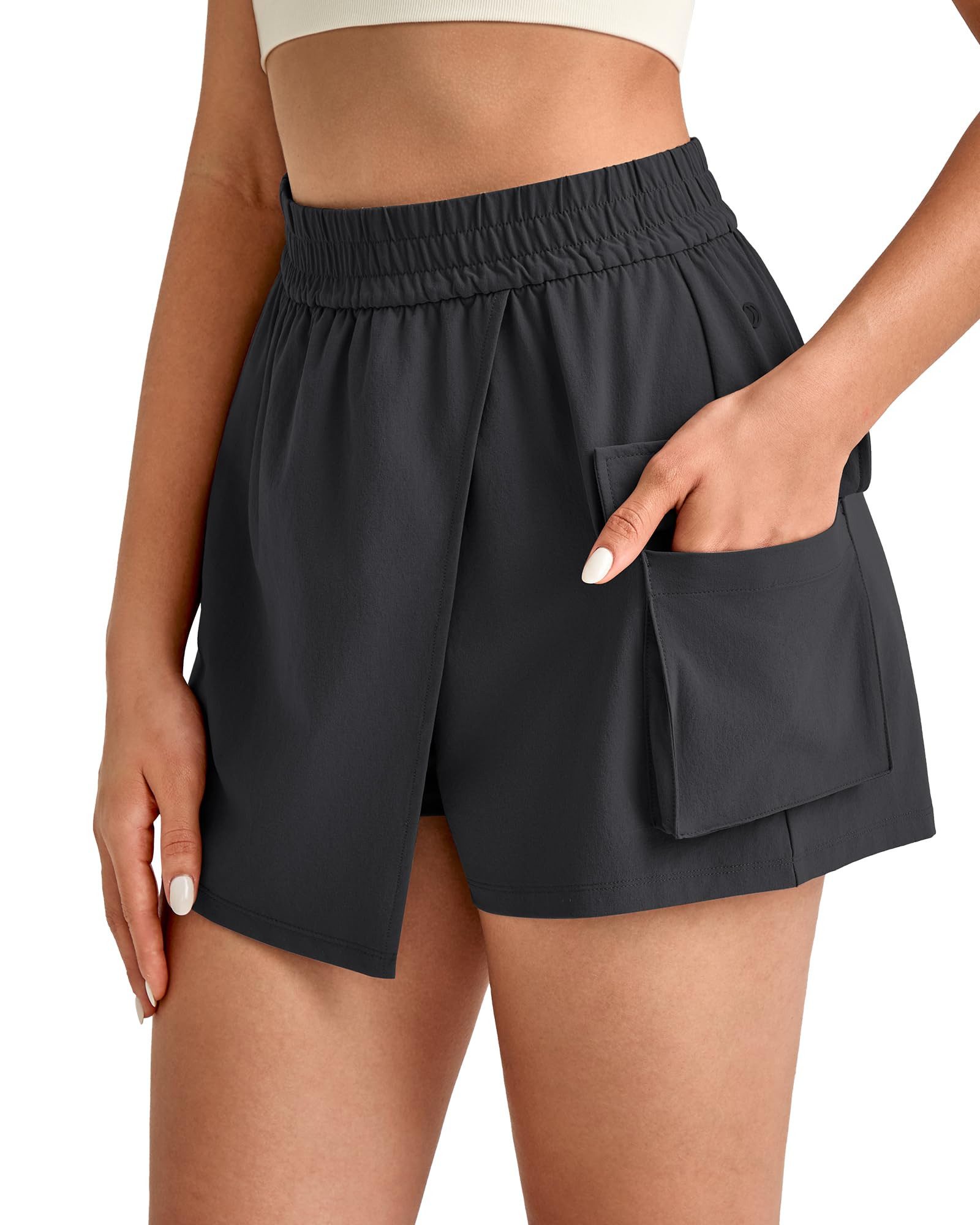 G4Free Hosenrock G4Free Damen Kurzer Hosenrock Wandershorts Wickelröcke sportliche Innenhose mit Taschen