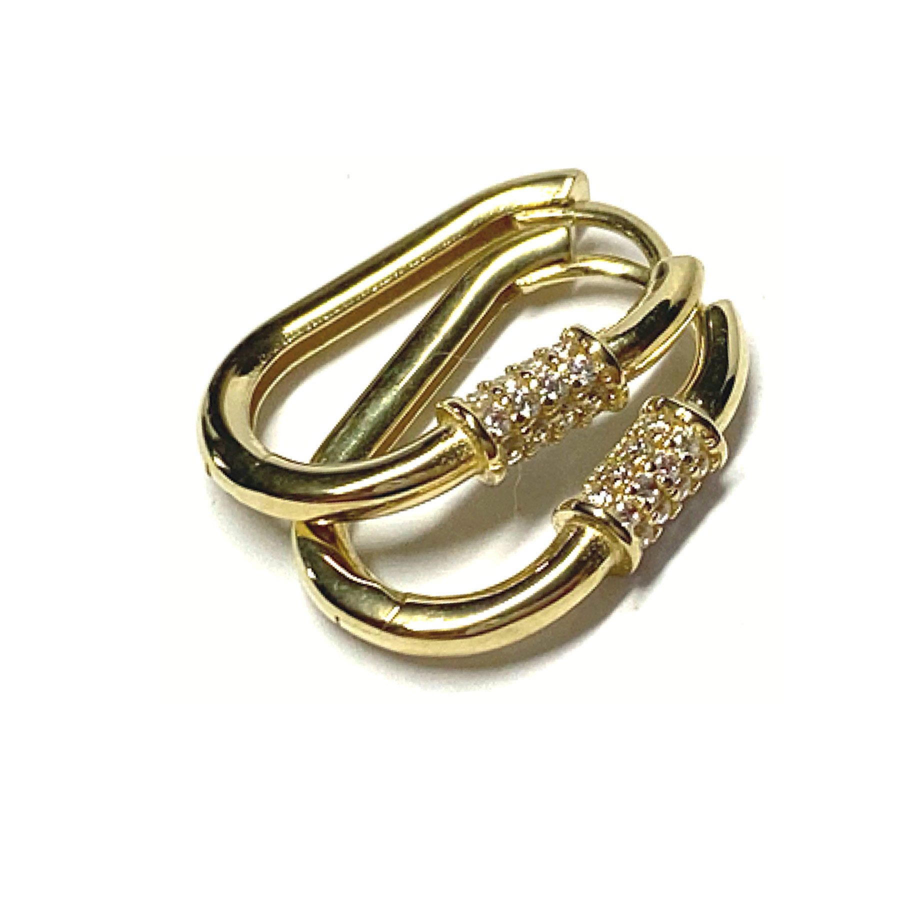 Paar Creolen Ohrring 333/- Gelbgold GG Zirkonia poliert Creole Scharniercreole oval
