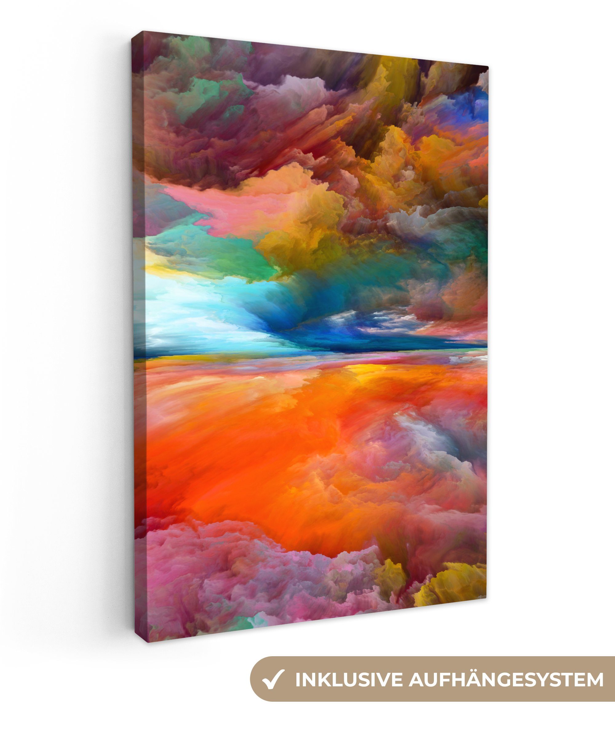 OneMillionCanvasses® Gemälde Gemälde - Ölgemälde - Abstrakt - Wolken, (1 St), Wandbild für alle Wohnbereiche, Gemälde, XXL, großes, 80x120 cm