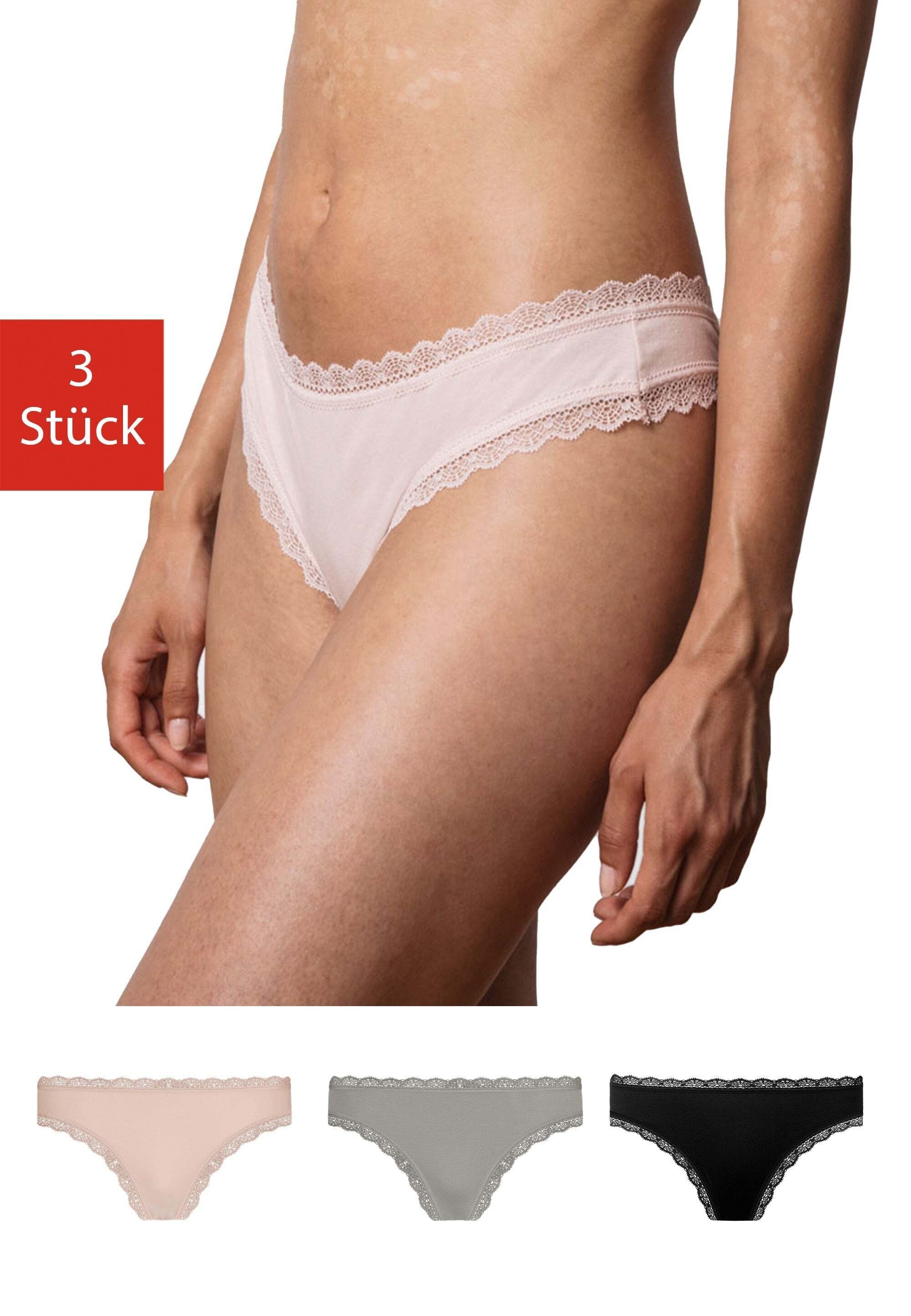 SNOCKS Tanga String Damen Unterhose (3-St) mit Spitze, unsichtbar unter dei günstig online kaufen