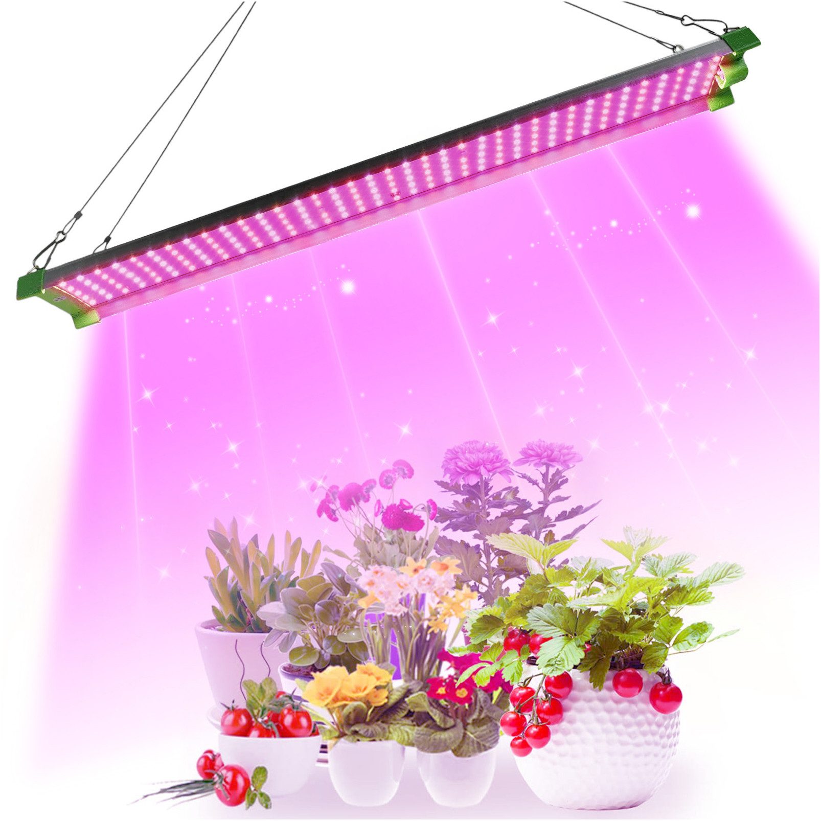 Jibenhome Pflanzenlampe LED Grow Lampe Vollspektrum mit Daisy Chain, Vollspektrum/Sonnenlicht, Wachstumslampen für Zimmerpflanzen Gemüse Blüte, 85W