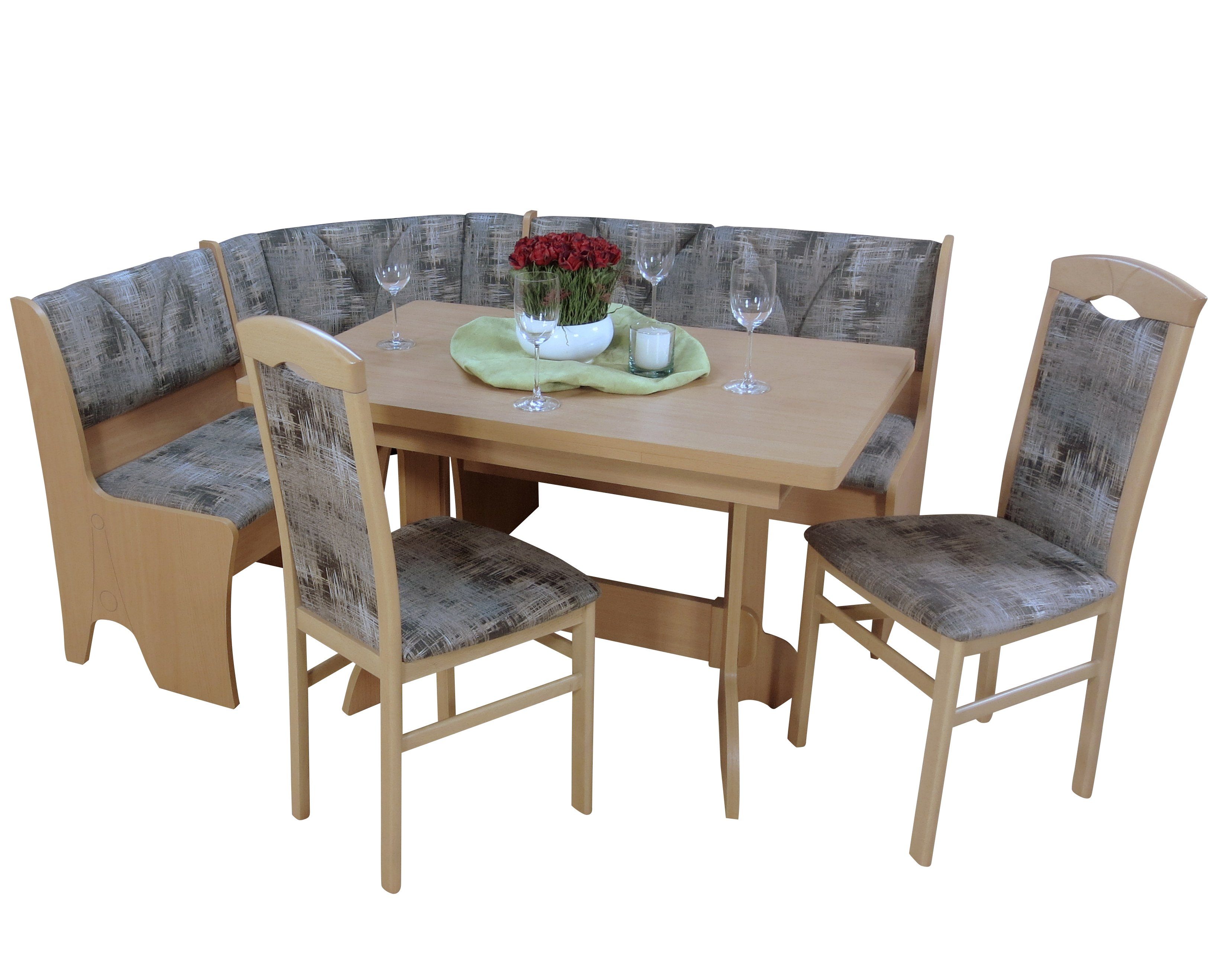 moebel-direkt-online Eckbankgruppe Nala 1, (4tlg. Eckbankgruppe), Esstisch mit Auszugsfunktion