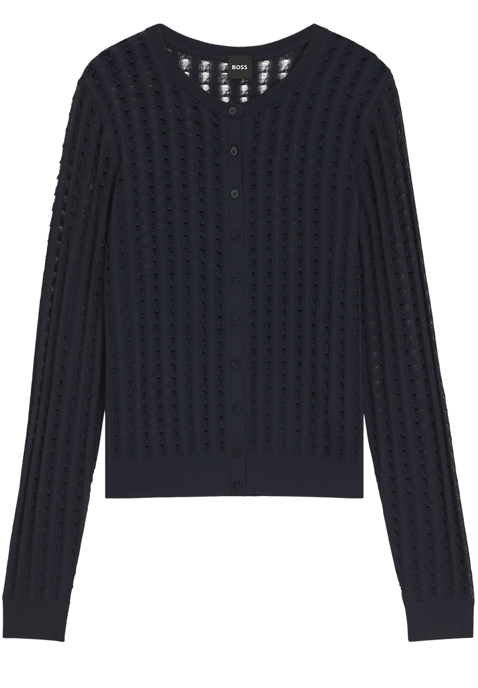 BOSS Strickjacke Foatoas mit Lochspitzenstruktur (1-tlg)