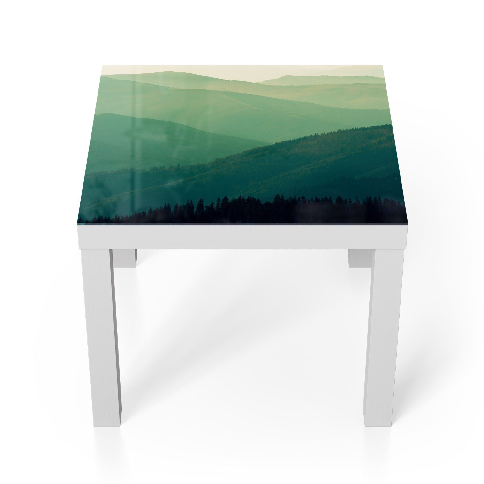 DEQORI Couchtisch Beistelltisch Glastisch 'Bewaldete Hänge', modern Glas Weiß