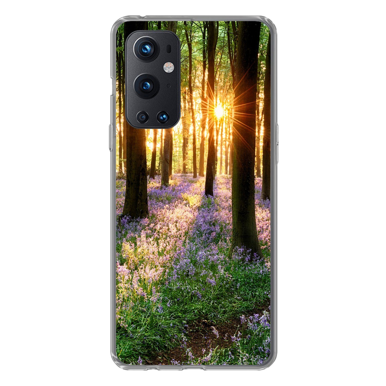 MuchoWow Handyhülle für OnePlus 9 Pro Wald - Blumen - Lavendel - Sonne - Lila - Natur, Phone Case, Silikon, Schutzhülle Dünn