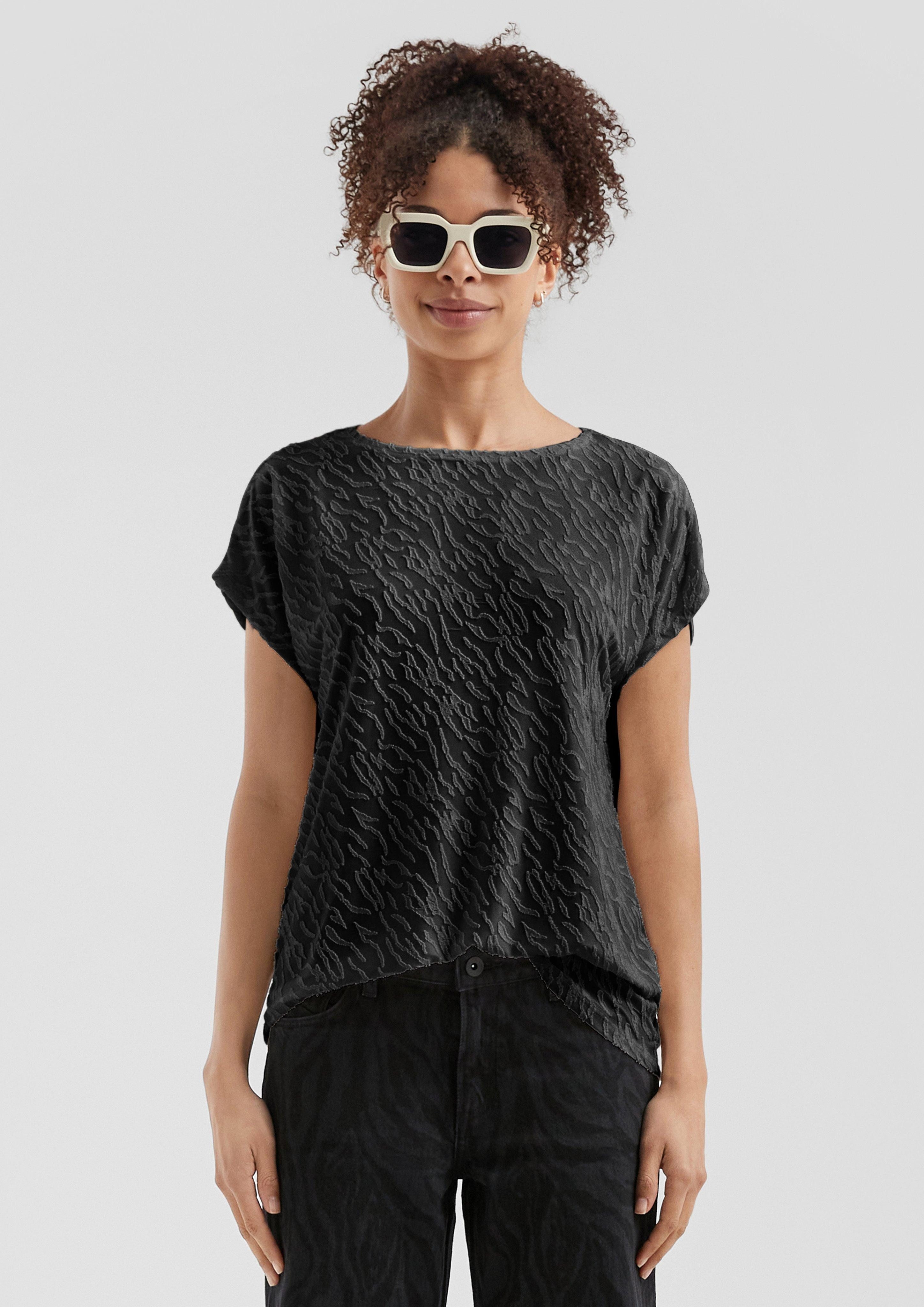 QS Kurzarmshirt Leicht transparentes Oversize-Shirt mit günstig online kaufen