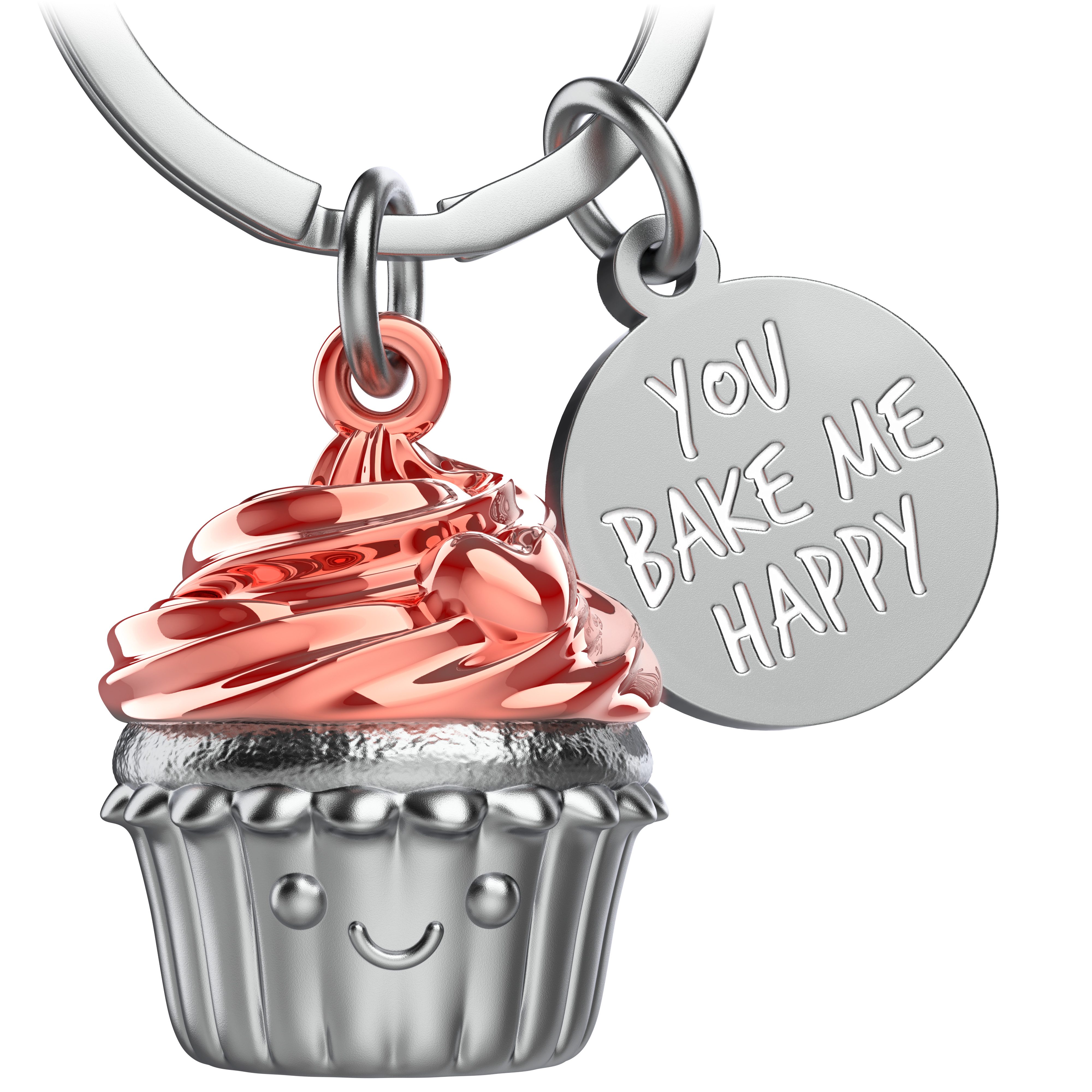 FABACH Schlüsselanhänger Cupcake Sweety - Muffin Törtchen mit Gravur "You bake me happy"