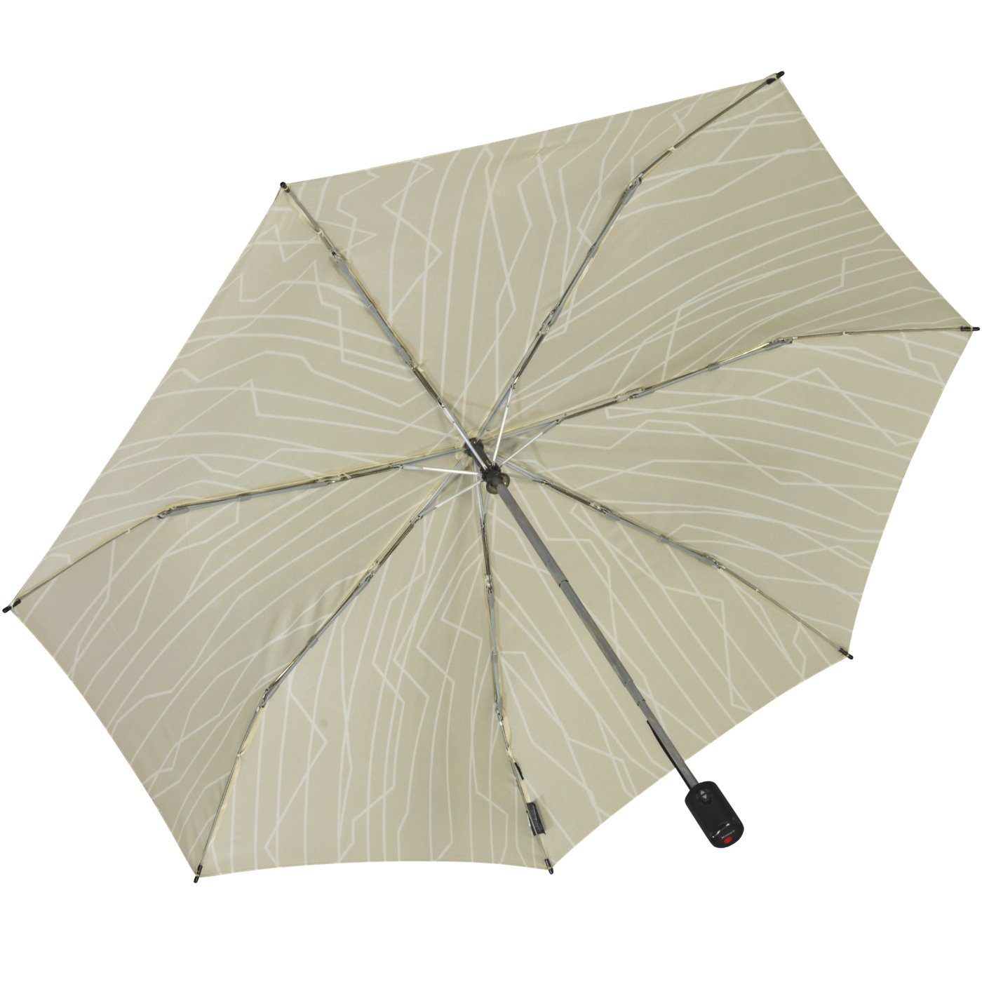 beige stone leichter, mit Schirm - mit Knirps® River kompakter Taschenregenschirm UV-Schutz Auf-Zu-Automatik, Linien