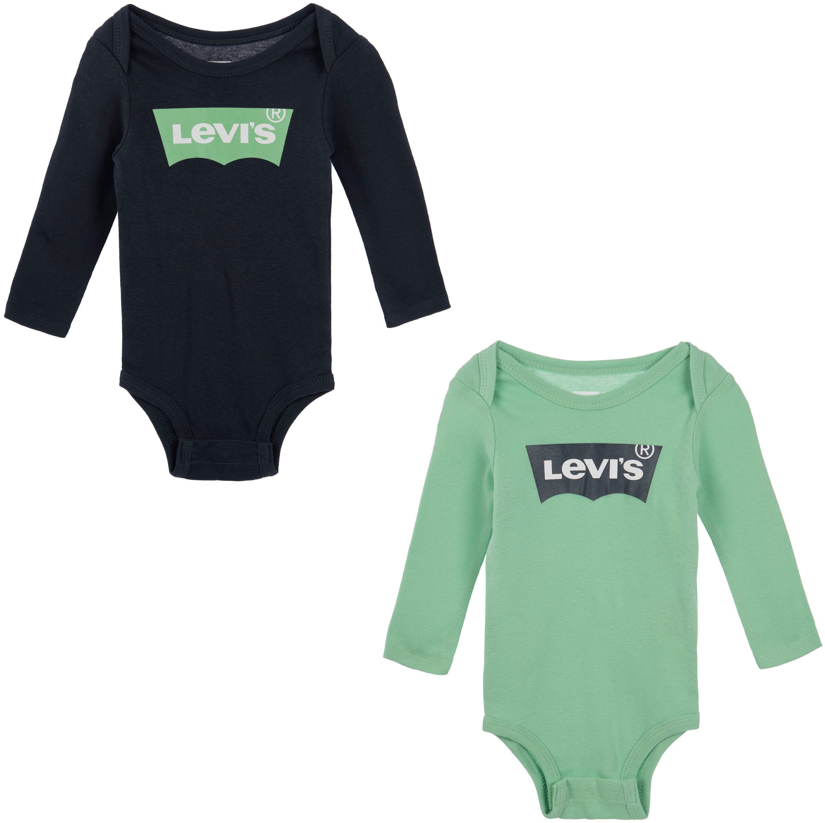 Levi's® Kids Langarmbody LS BATWING UNISEX 2PK blau+grün BODYSUIT (2-tlg)