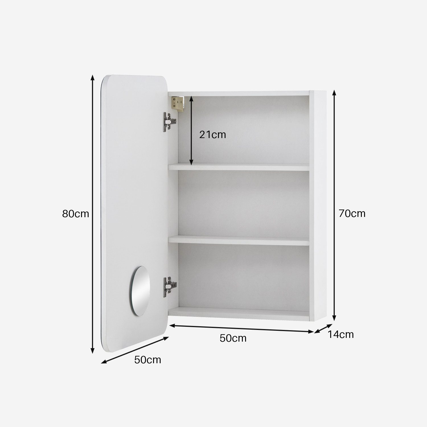 Ofcasa Badezimmerspiegelschrank Spiegelschrank (1er Set) 50x14x80cm günstig online kaufen