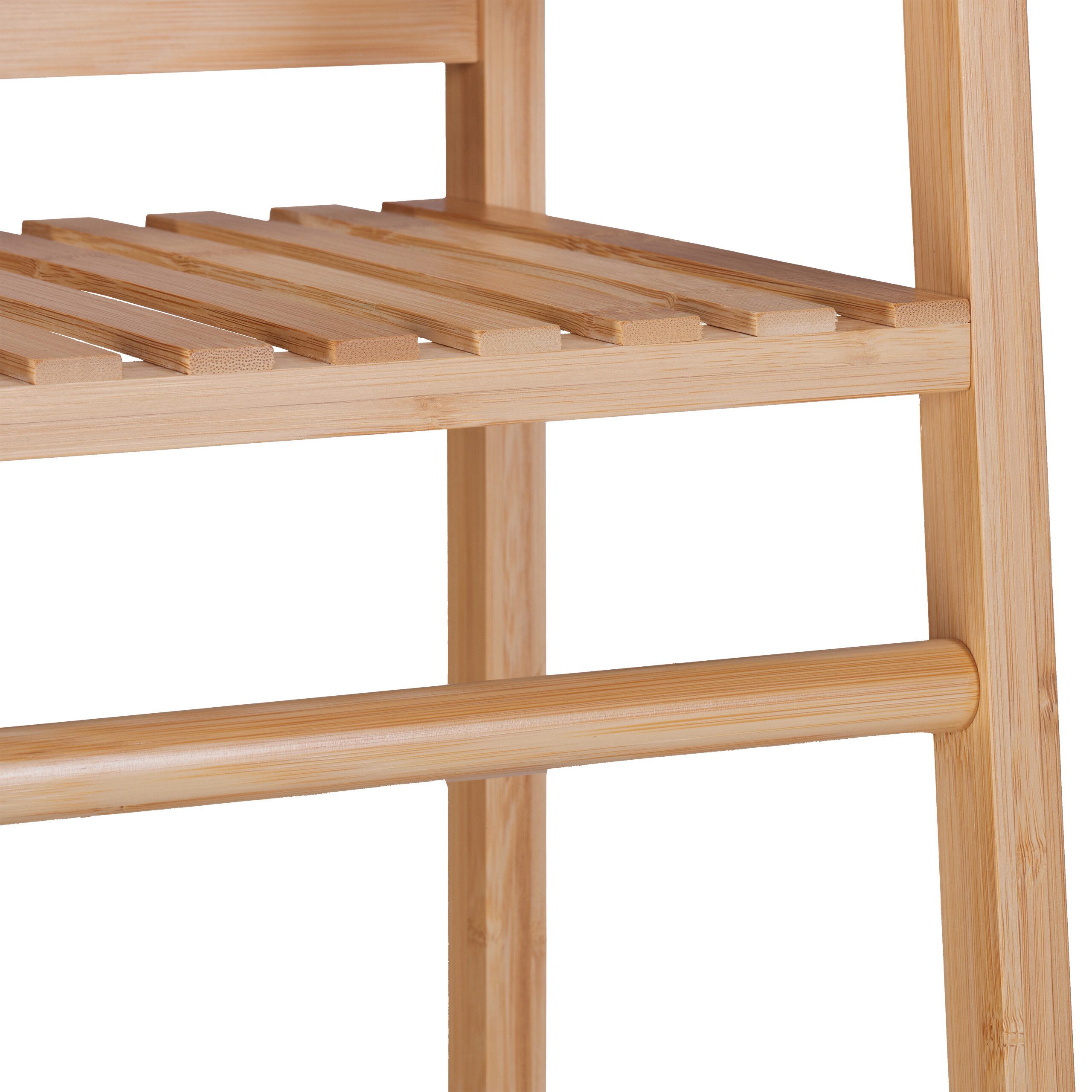 relaxdays Kleiderständer Bambus Kleiderständer mit 3 Ablagen