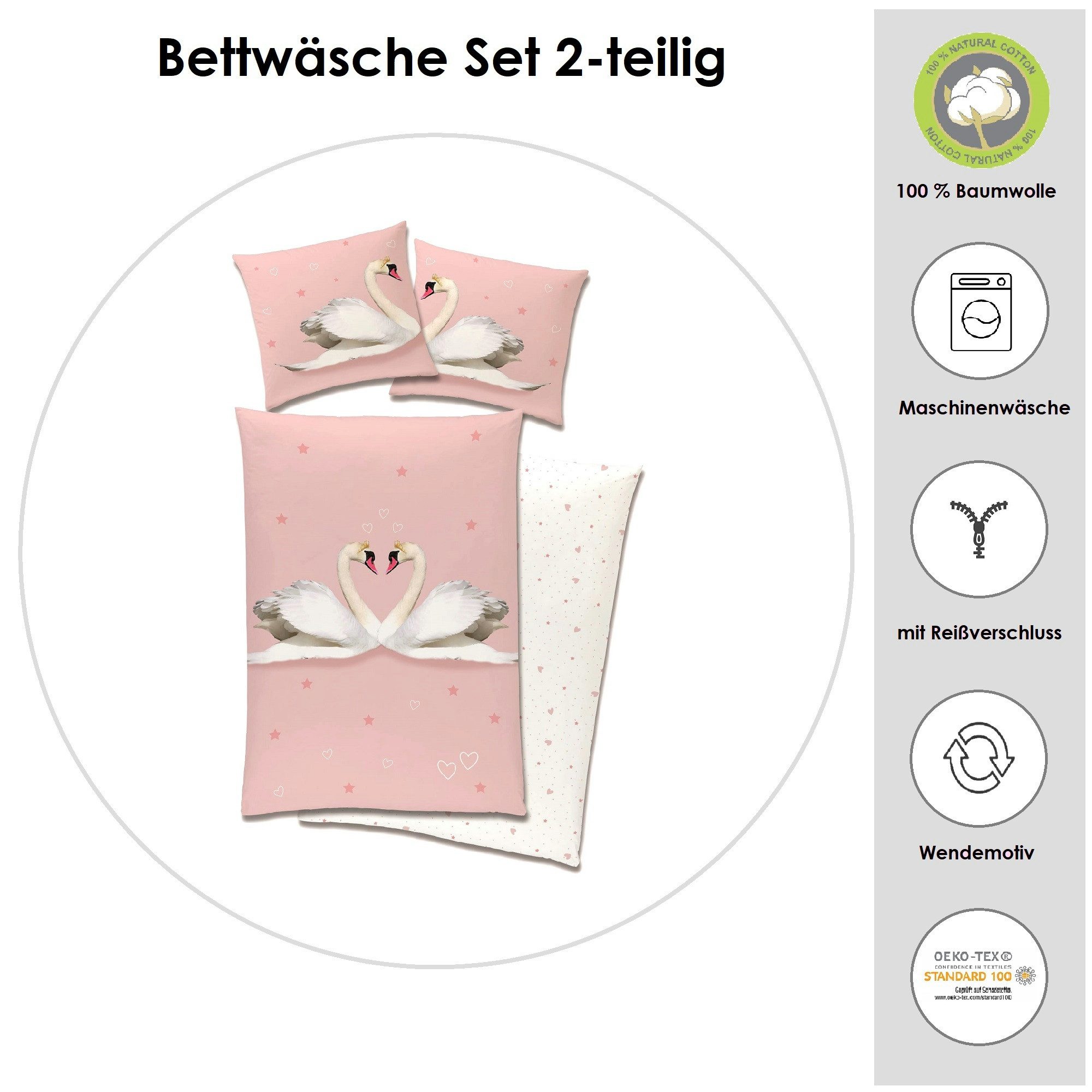 Familando Partnerbettwäsche "Liebes Schwan" für Mädchen günstig online kaufen