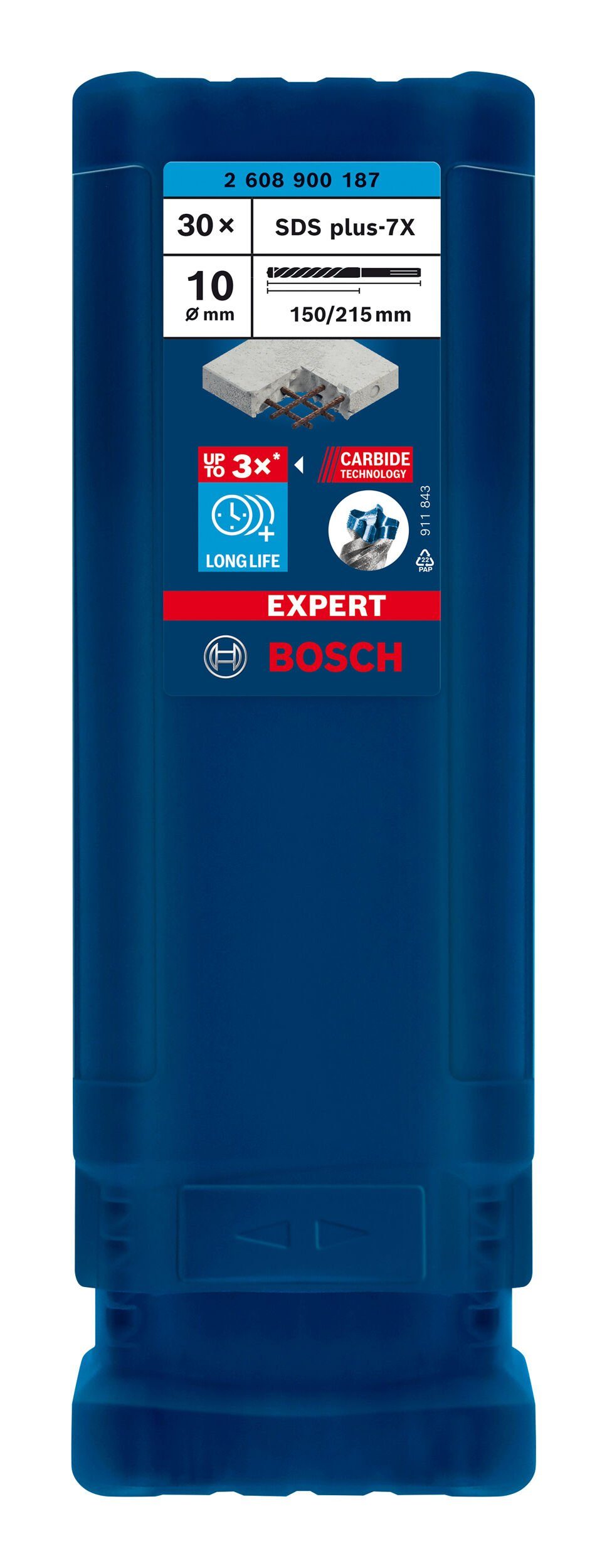 BOSCH Universalbohrer Expert SDS 10 x (30 Stück), 30er-Pack - plus-7X, mm x 215 Hammerbohrer - 150