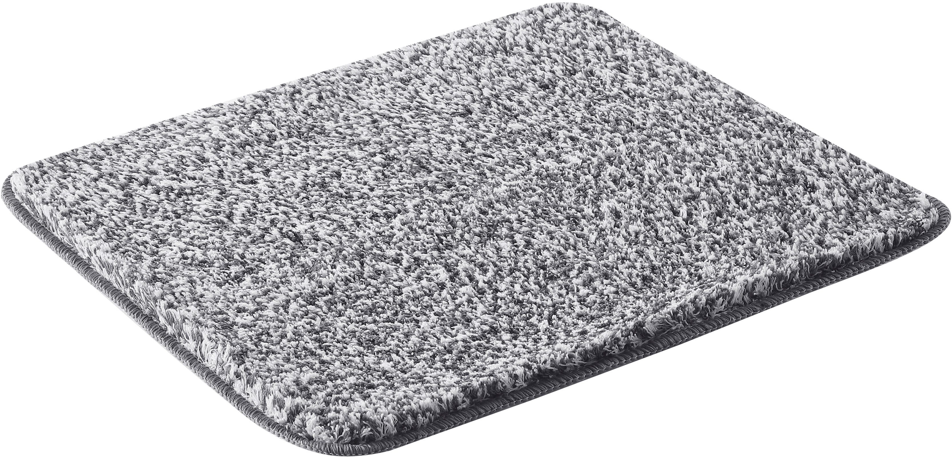 OTTO home Badematte Vanessa meliert, Badvorleger, Badezimmer Teppich, Duschvorleger, Höhe 20 mm, rutschhemmend beschichtet, strapazierfähig, Polyester, rechteckig, Badteppich, weiche Haptik, unifarben