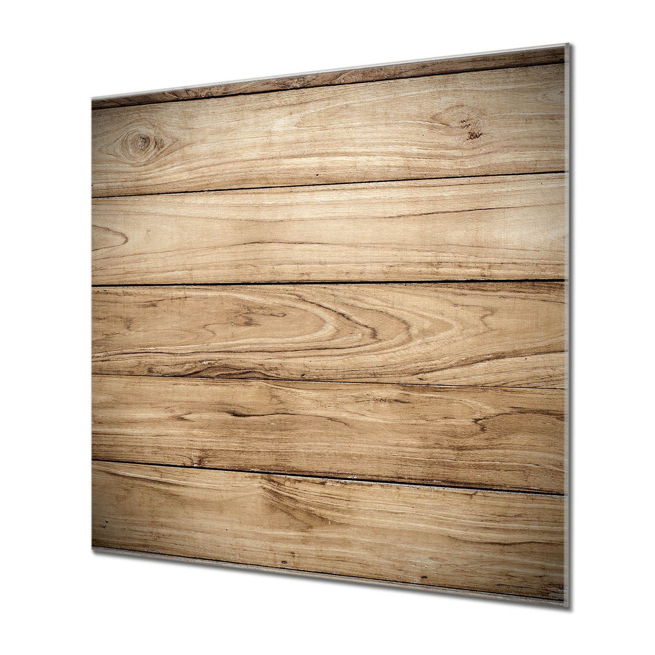 banjado Küchenrückwand Küchenrückwand Holzplanken, 1 (gehärtetes Kreidestift) & 4 Magnete inklusive Glas