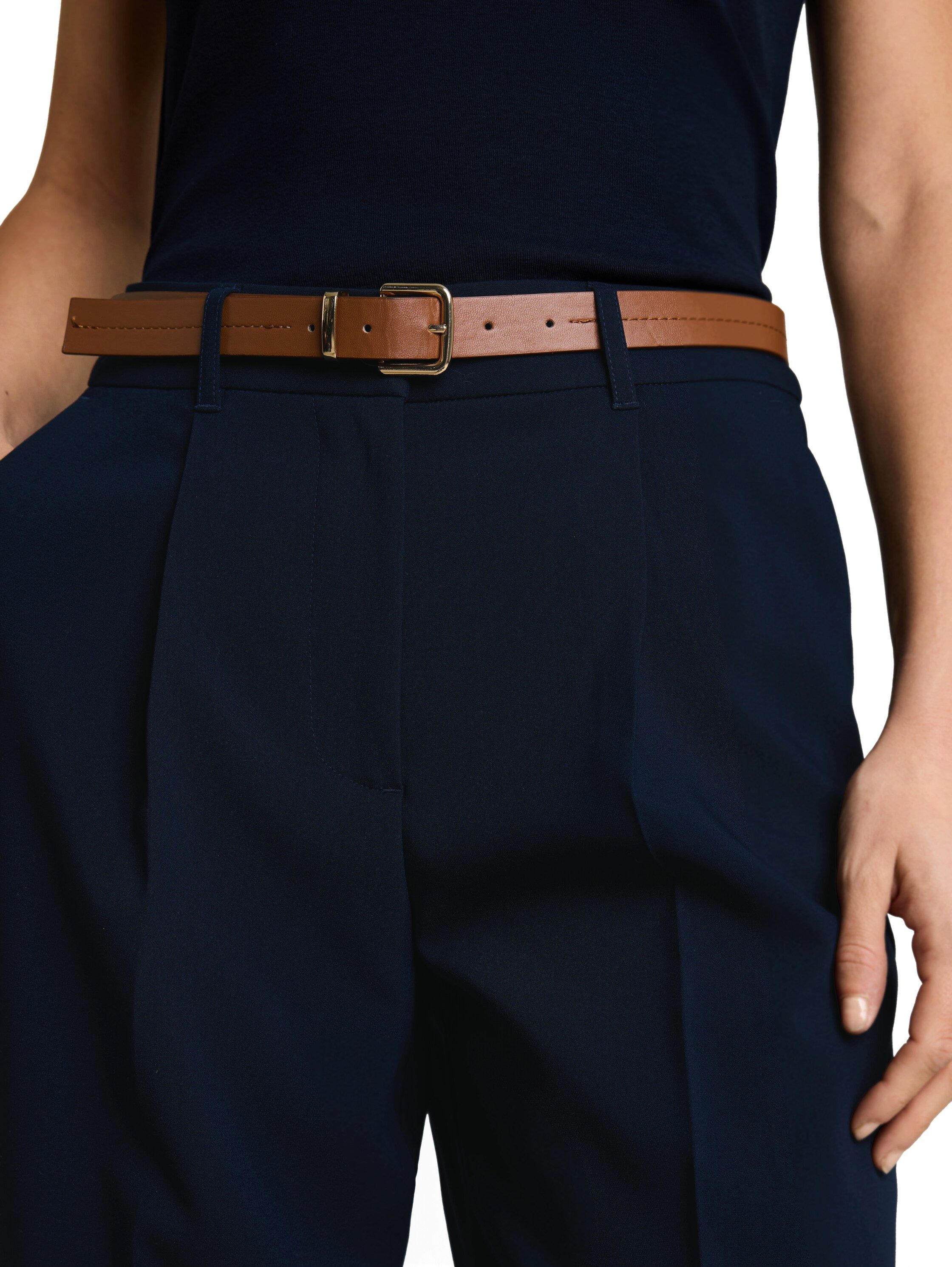 TOM TAILOR Bundfaltenhose Barrel Leg Sommerhose mit Gürtel