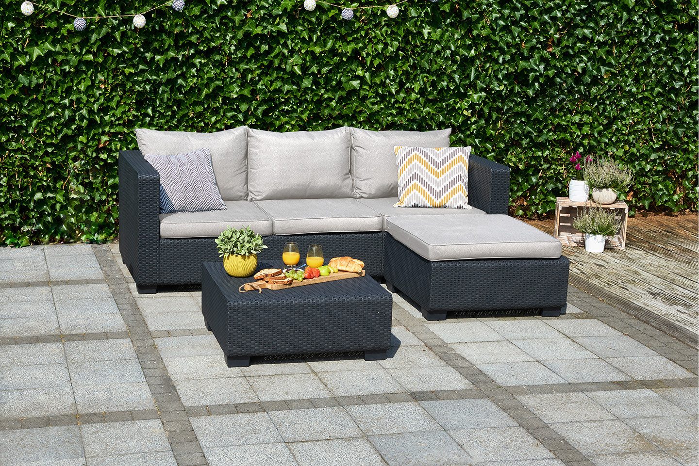 Keter Gartenlounge-Set Allibert Salta Gartenmöbel Set mit Gartensofa, Hocke günstig online kaufen