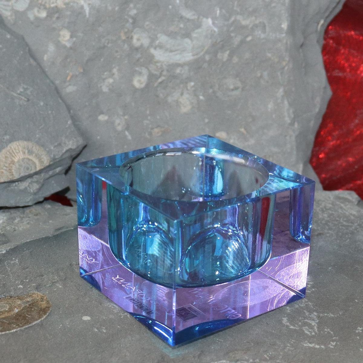 (Stück) Kristallglas Giftcompany Teelichthalter H Teelichthalter Gift-Company cm 4 blau Sari ca.