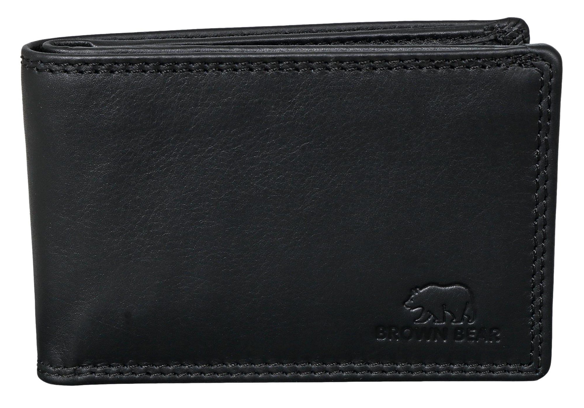 Portemonnaie 4 RFID-Schutz Mini - Nappa Modell Echtleder, Mini Schwarz Farbe mit Schwarz Bear und Kartenfächern 8006-B Geldbörse Brown aus