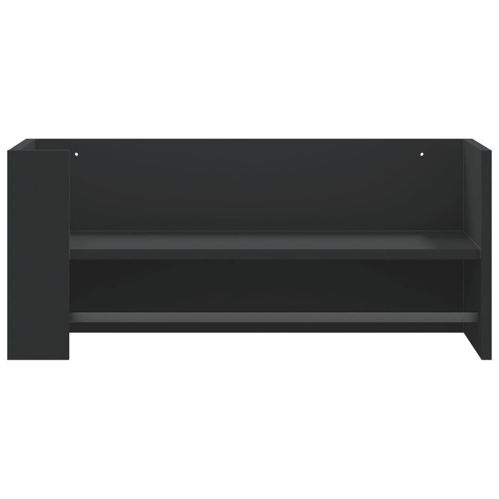 furnicato Wandregal Schwarz 70,5 x 35 x 30,5 cm aus Holzwerkstoff, 1-tlg., Wandboard mit Hängestange, flexibler Montage und viel Stauraum