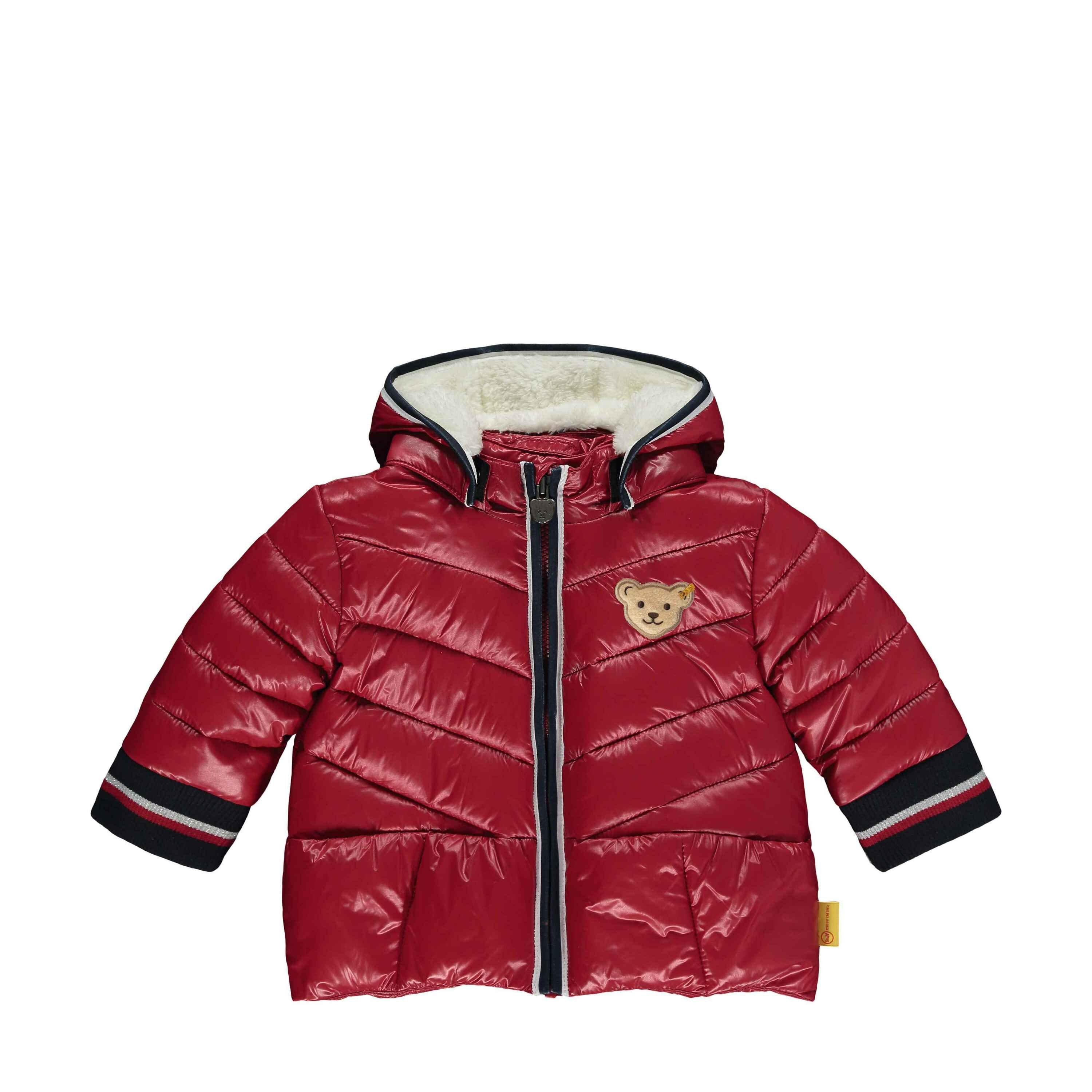 Steiff Collection Winterjacke Steiff Baby Jacke Winterjacke rot mit Teddyapplikation