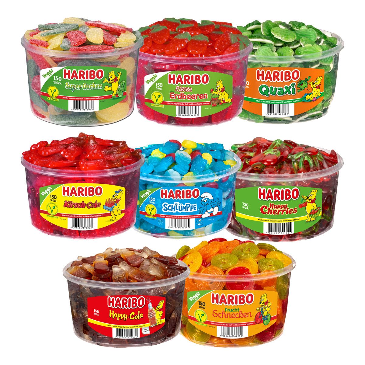 HARIBO Süßigkeit, Haribo Aktionspaket Eine Mischung aus 8 verschiedenen Dosen 10005g