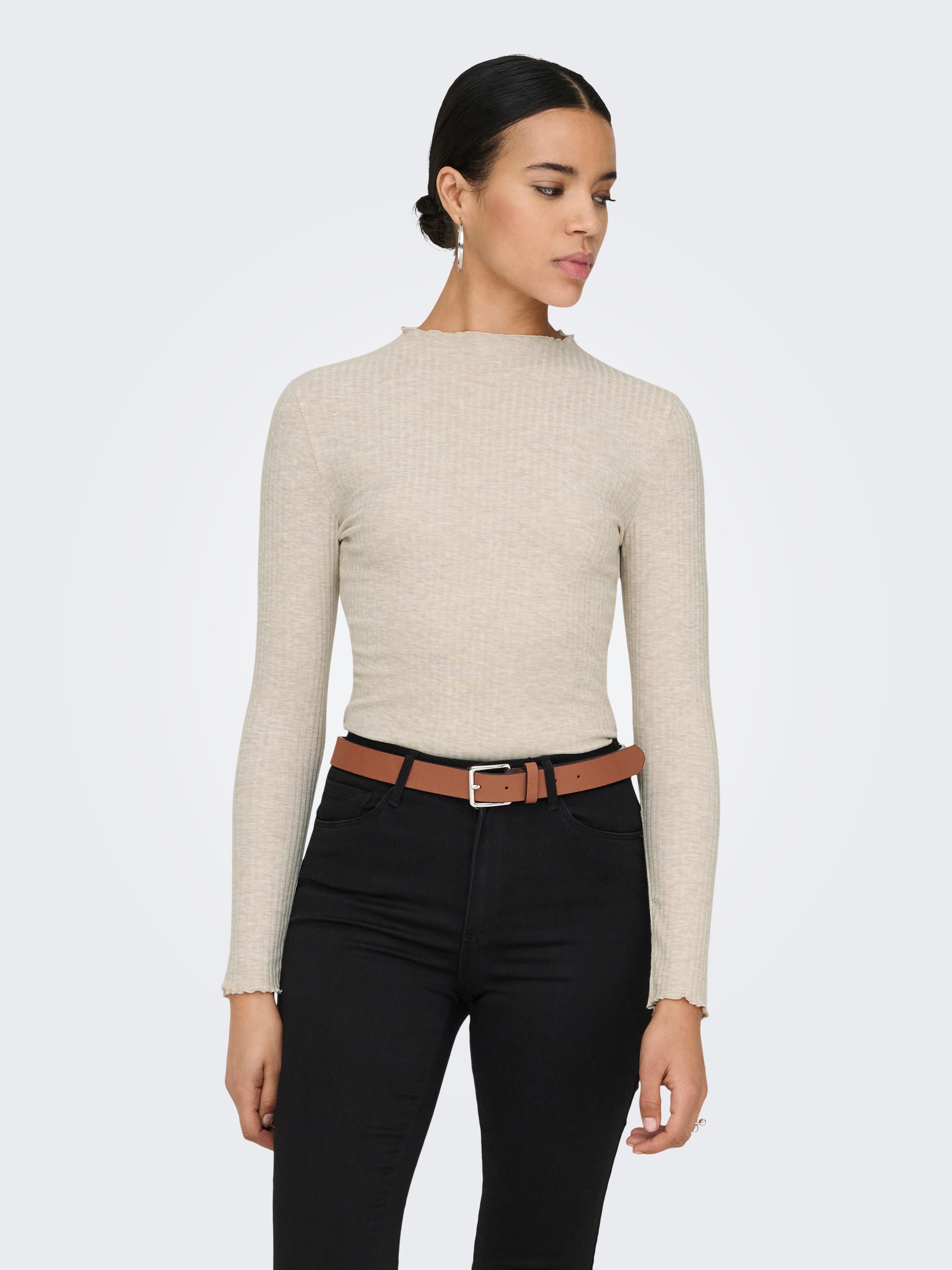 ONLY Langarmshirt ONLEMMA L/S HIGH NECK TOP Materialmix