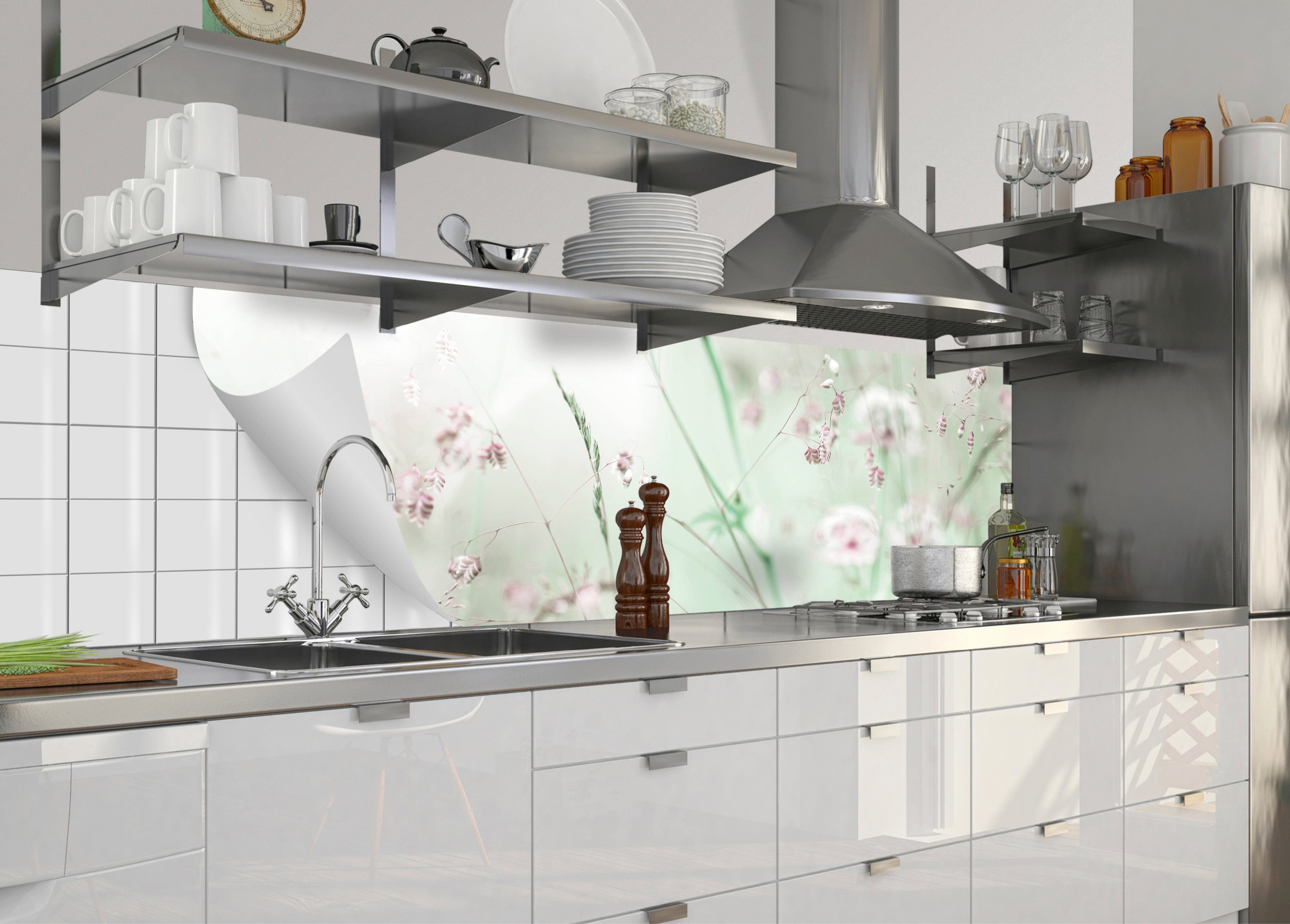 MySpotti Küchenrückwand fixy Wildblumen, bunt und flexible Küchenrückwand-Folie selbstklebende