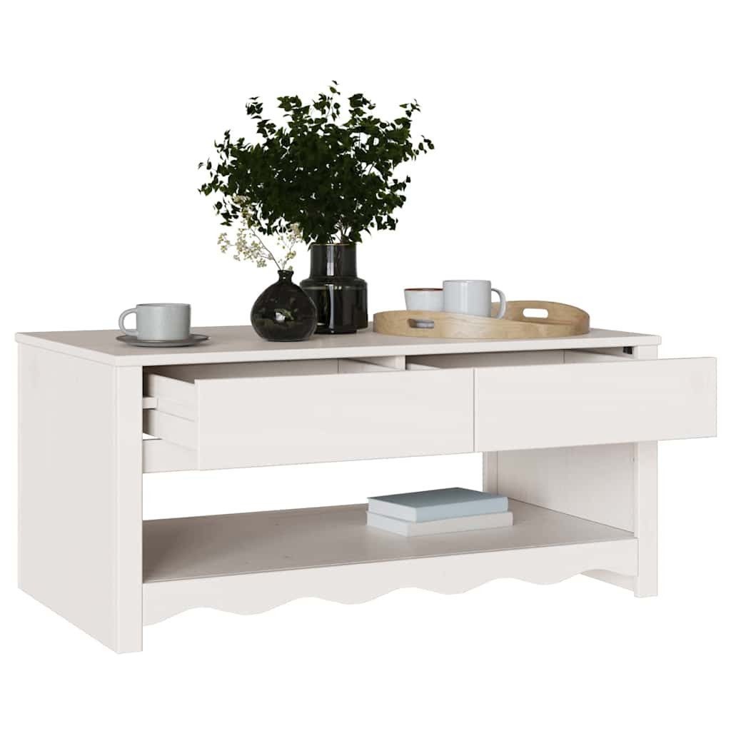 vidaXL Couchtisch Couchtisch Drammen Weiß 99 x 55 x 45 cm Massives Kiefernholz (1-St)