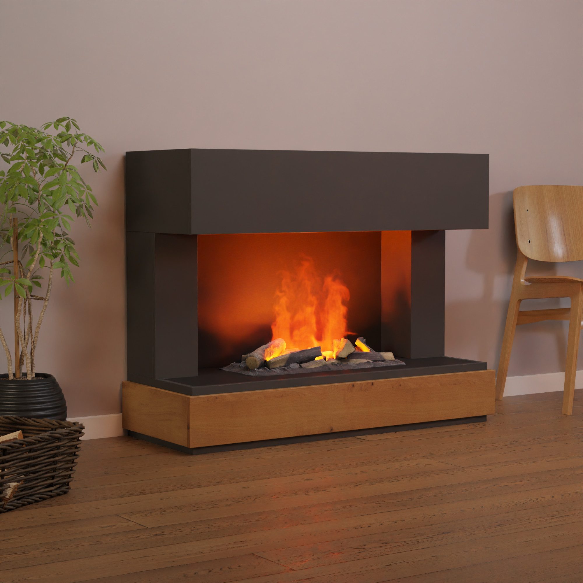 GLOW FIRE Elektrokamin Fontane Wasserdampf Kamin, Elektrischer Kamin, Wasserdampfkamin mit 3D Feuer und Knisterfunktion