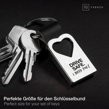FABACH Schlüsselanhänger Herz Schlüsselanhänger mit Gravur aus Leder - Drive safe I need you