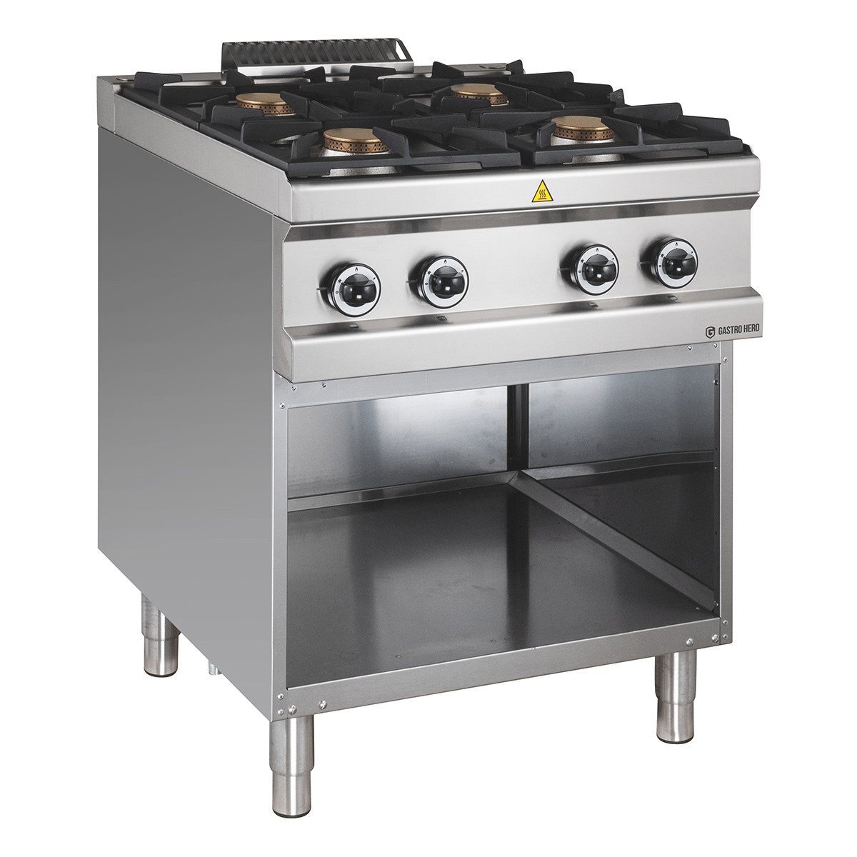 GastroHero Dönergrill Gasherd 4 Brenner 28 kW Edelstahl Gastro Standherd