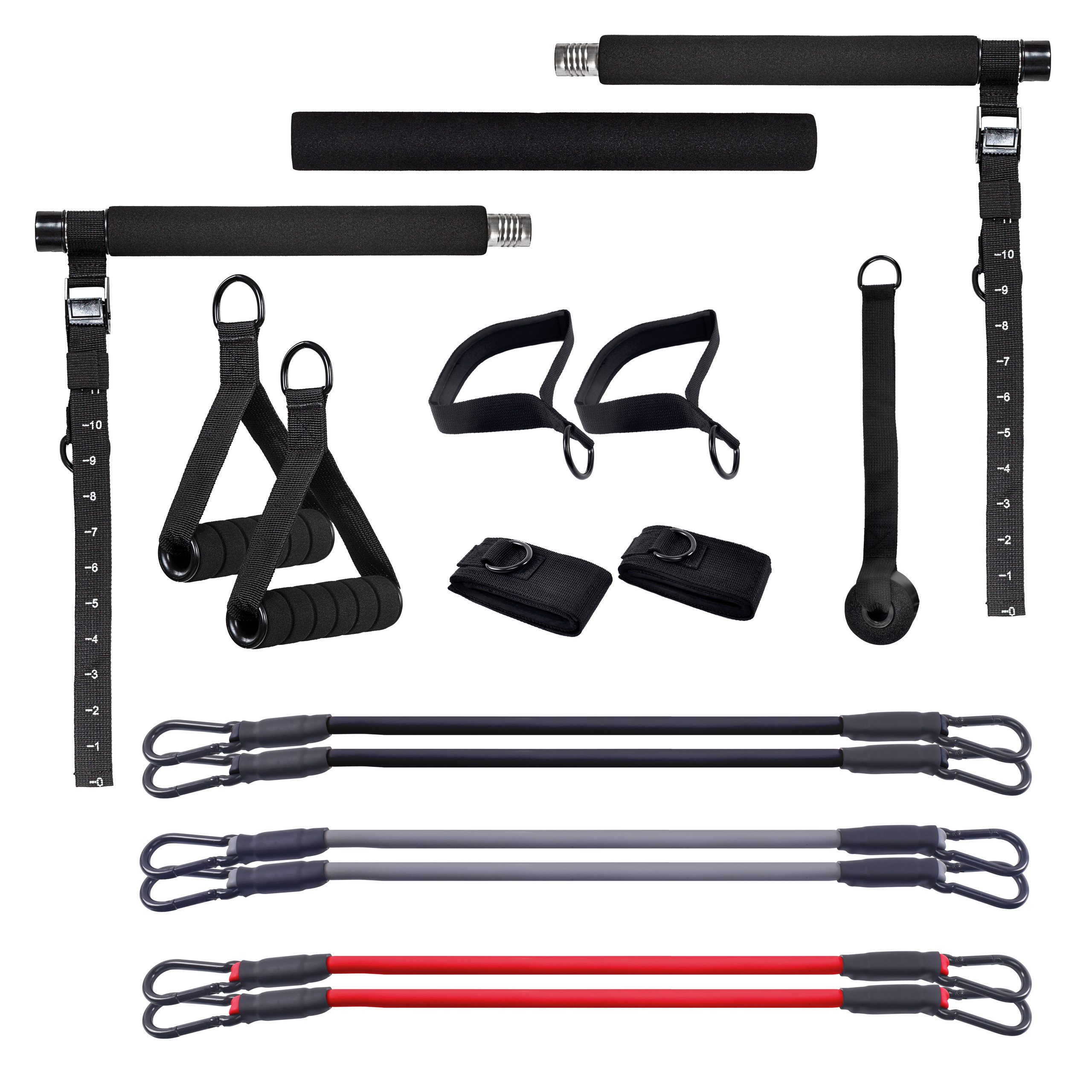 Gymnastikbänder Pilates Bar Set - Stange, Widerstandsbänder, Hand- und Fußschlaufe