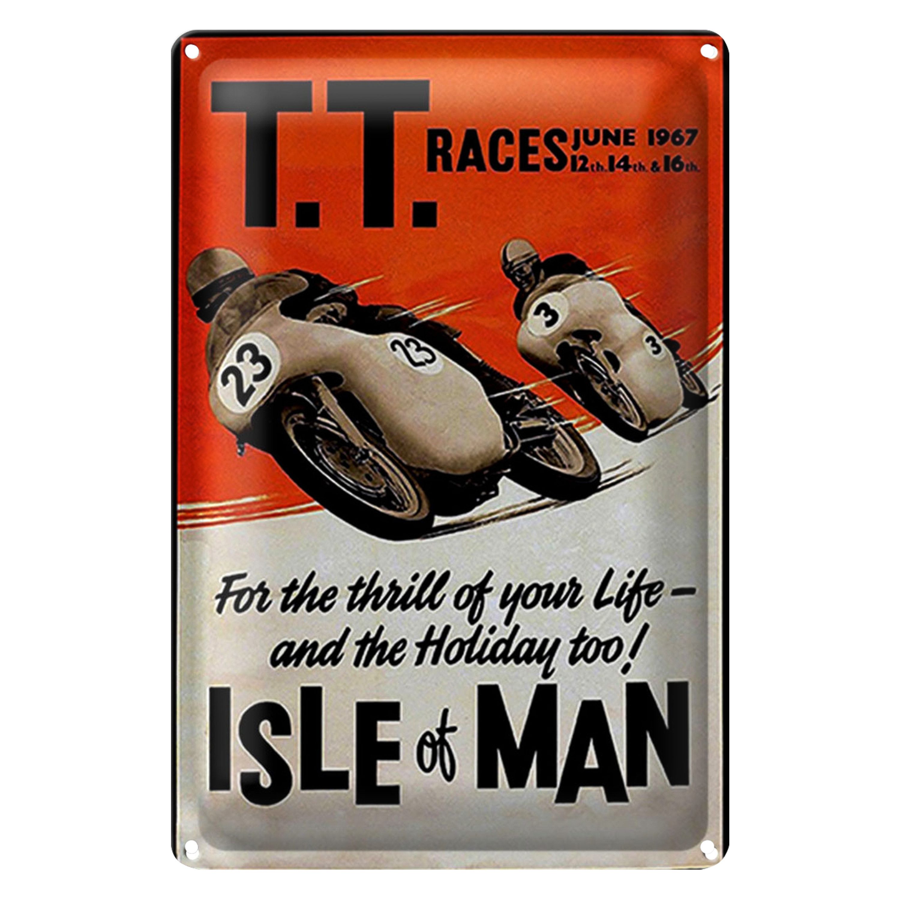 Roomando Metallschild Spruch 12x18cm Motorrad TT Races Isle of Man