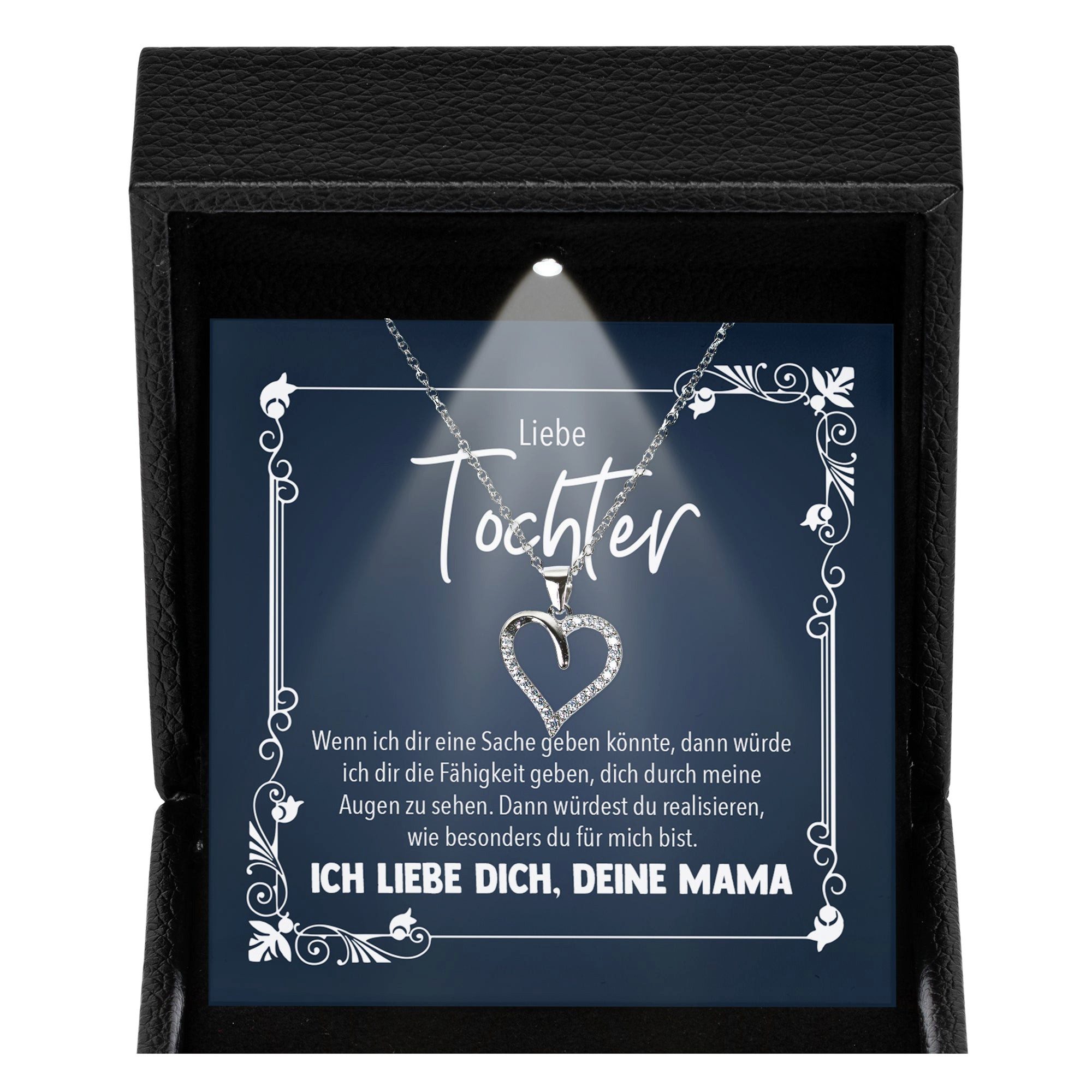 22Feels Schmuckset Liebe Tochter Geschenk von Mama Mädchen Frauen Schmuck Herz Halskette (Geschenkset), Silber 925/000, Geschenkset Made In Germany, Premium Licht Etui