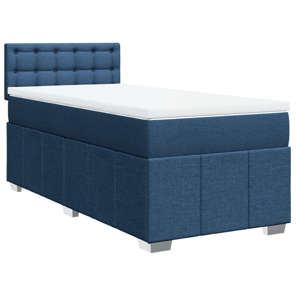 Bett Boxspringbett mit Matratze Blau 90x200 cm Stoff