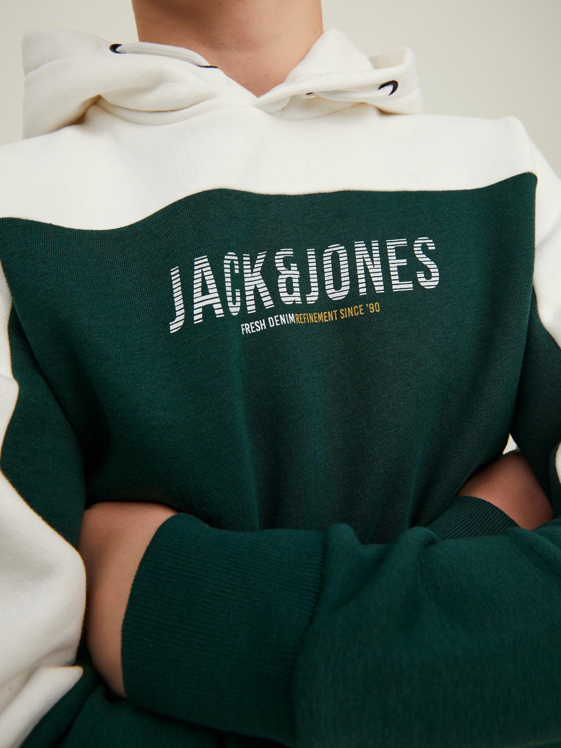 Jack & Jones Junior Sweatshirt pine JJEDAN BLOCKING grove JNR SWEAT HOOD