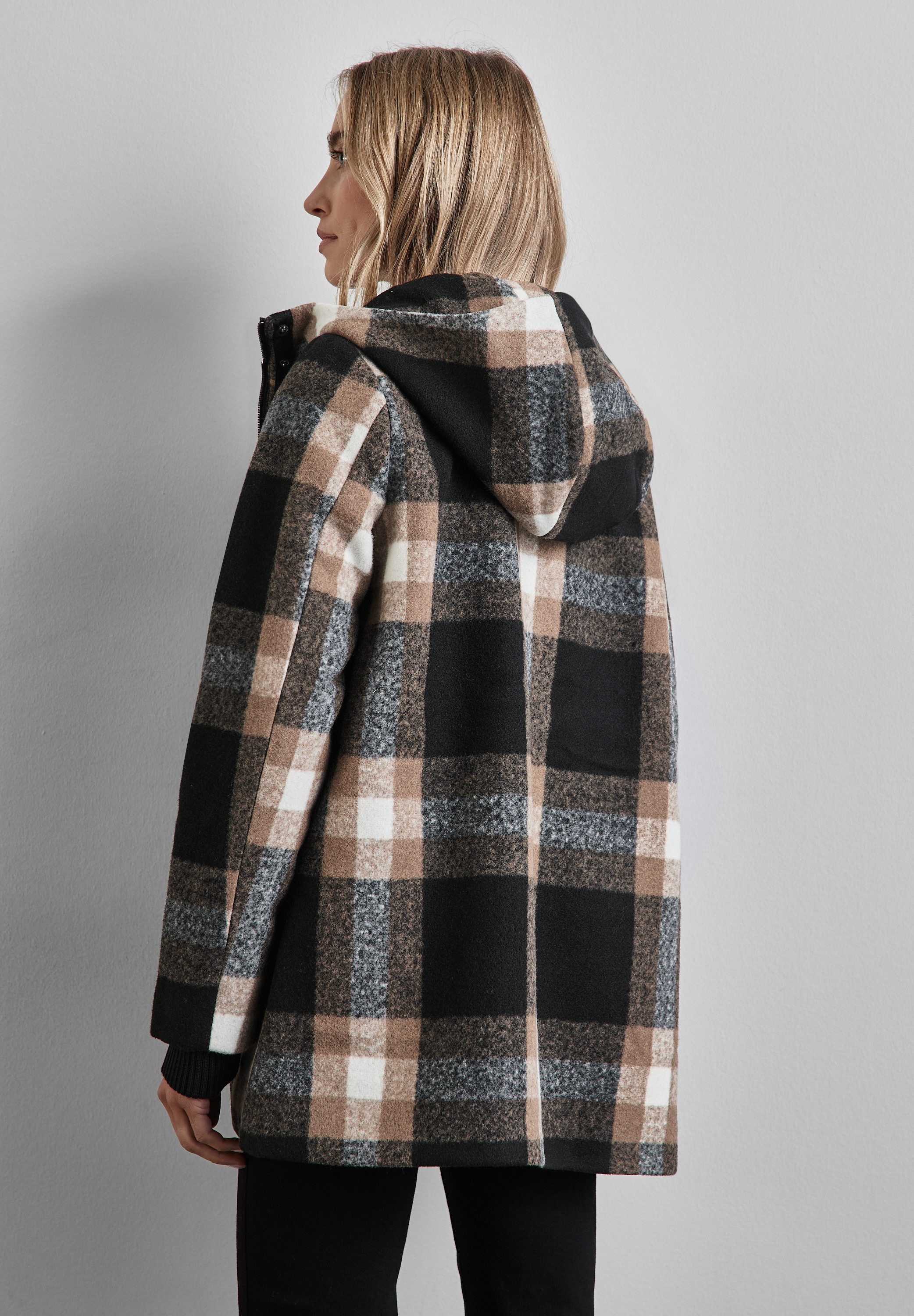 Karierte Jacke Mantel Street One STREET ONE Outdoorjacke Mit