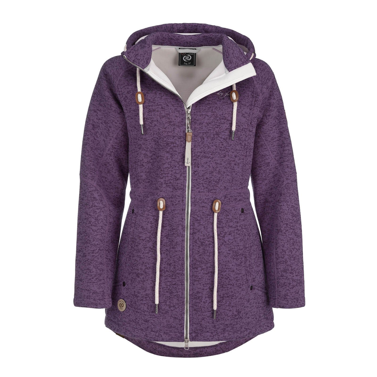 Wärmende Damen Fashion Dry Fleecejacke St. Fleece-Mantel - mit Wollmantel Peter-Ording Kapuze pflaume