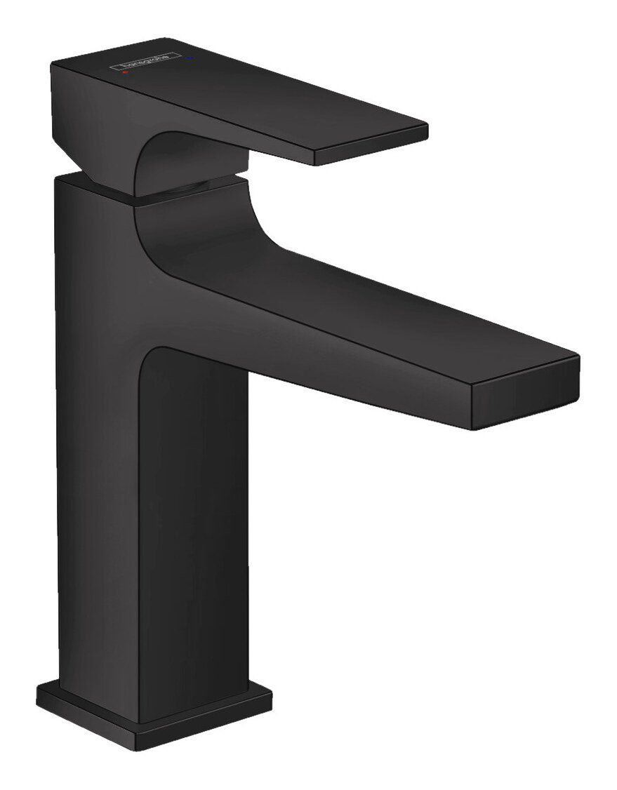 hansgrohe Waschtischarmatur Metropol 110 Einhebel m. Hebelgriff m. Push-Open Ablaufgarnitur Ausladung 135 mm Mattschwarz