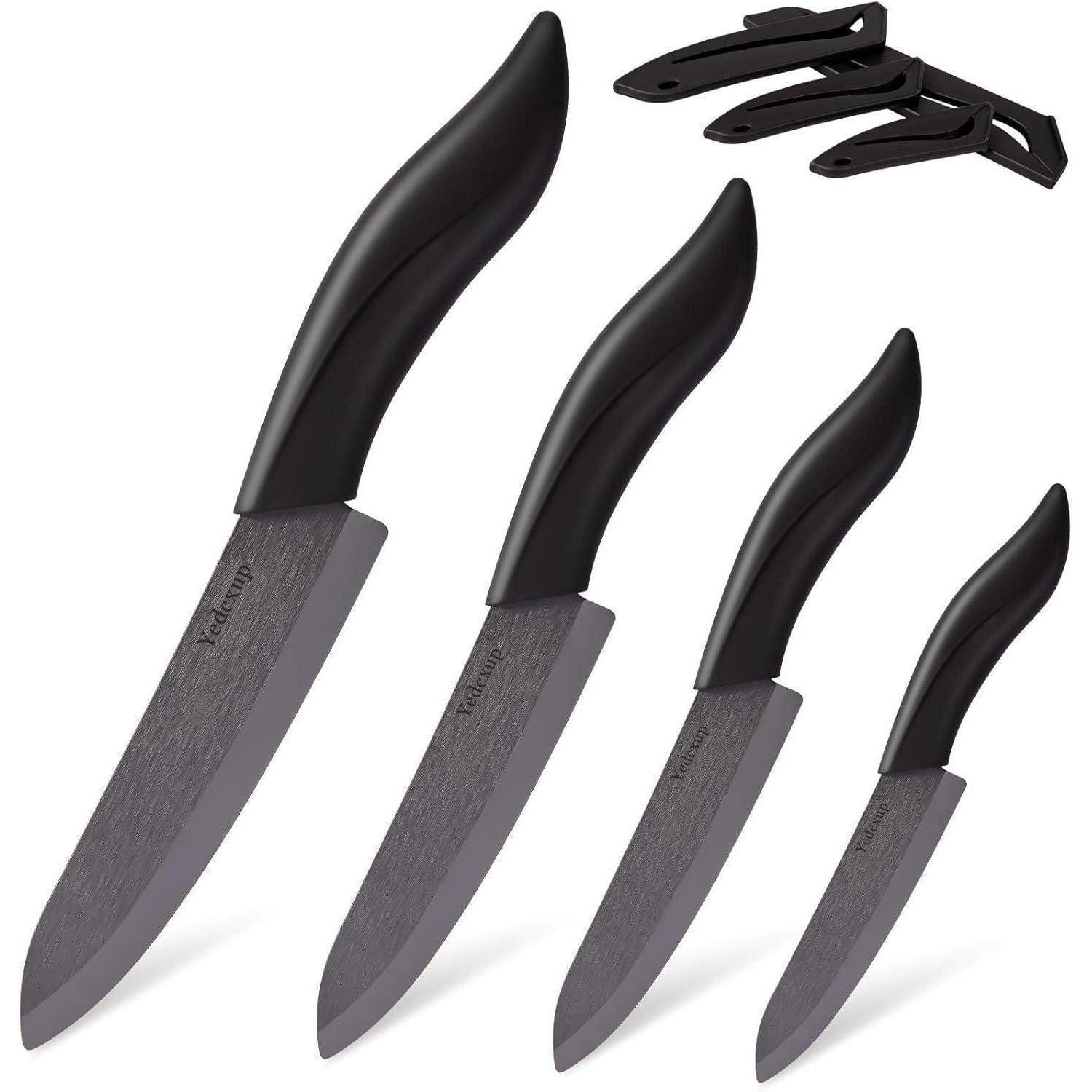 LuxusKollektion Messer-Set Keramikmesser Set 4-teilig Schwarz