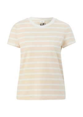 s.Oliver BLACK LABEL Kurzarmshirt T-Shirt aus Baumwollstretch Stickerei