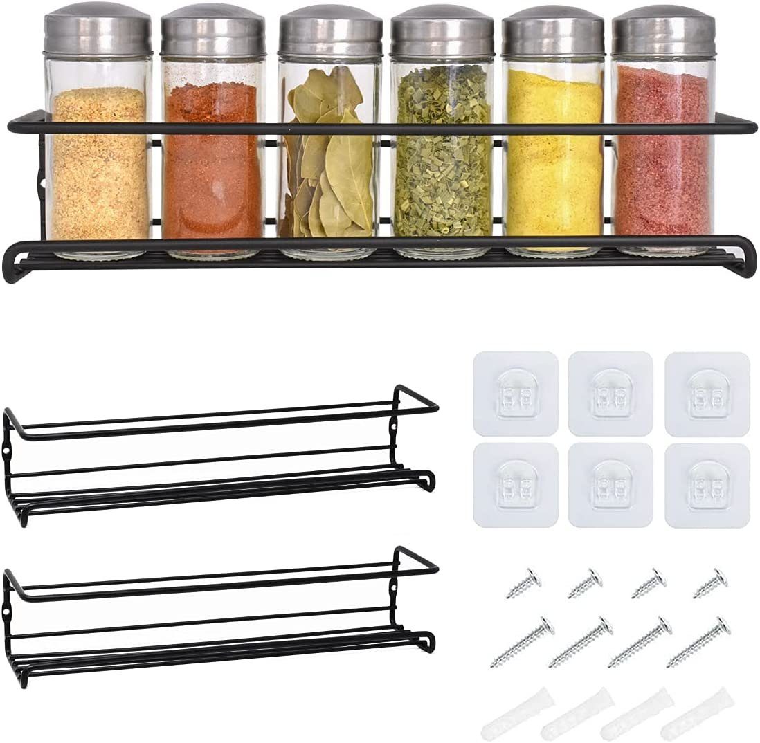 JOEJI’S KITCHEN Gewürzregal Schwarzes 2&4-stöckiges Gewürzregal für die Küche - Kräuterregal