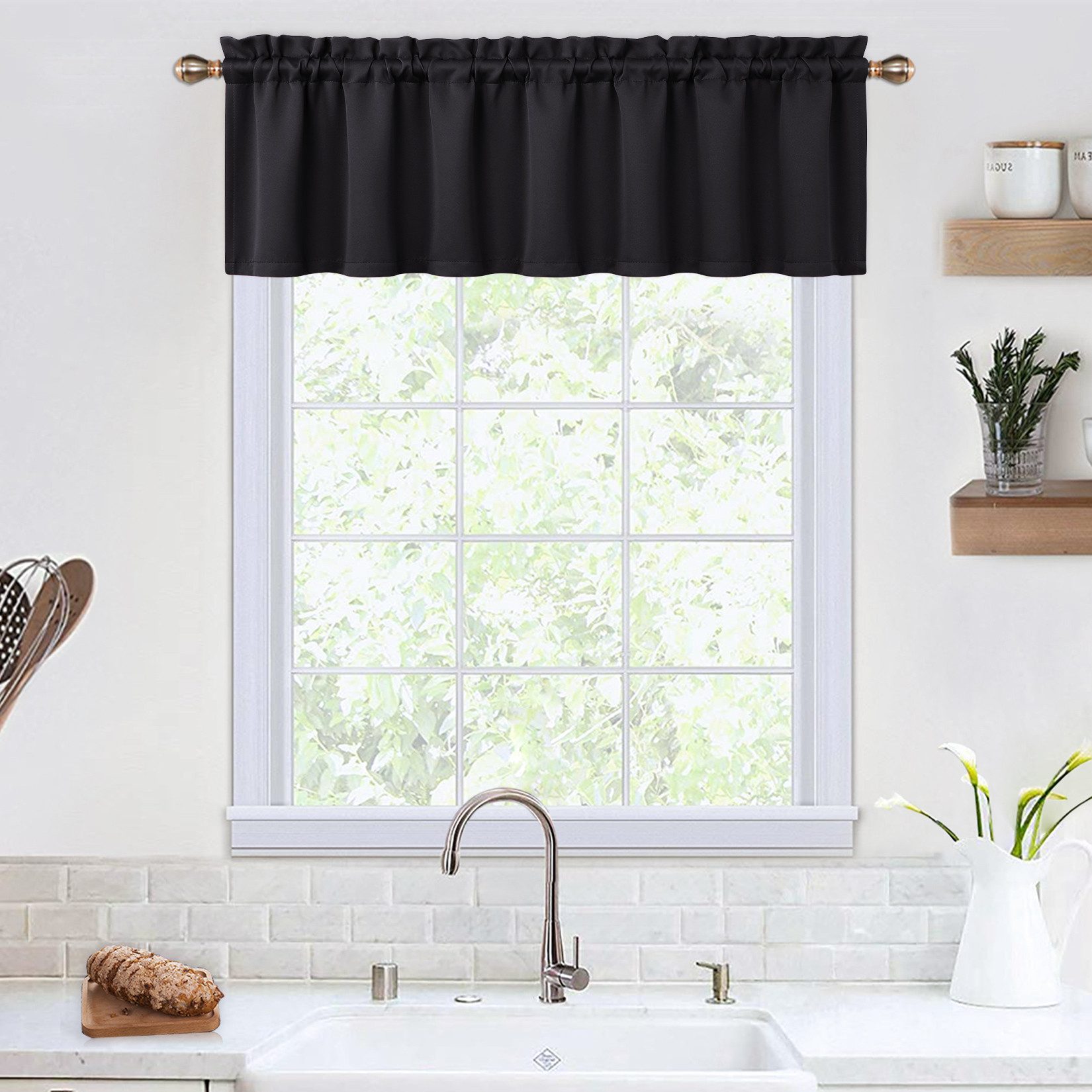 GarveeMore Gardine Verdunkelungsvorhang Scheibengardine Panneaux Kuvertstore, Thermoisolierende Verdunkelungsvorhänge für Küche und kleine Fenster – Bild 2 von 5