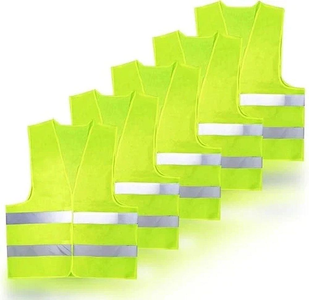 Zengi Warnweste Zengi Warnweste 5er-Set neongrün mit 360° umlaufenden Reflexstreifen (Set, 5-tlg., 5er-Set) Atmungsaktiv, faltbar und mit Klettverschluss für Damen und Herren