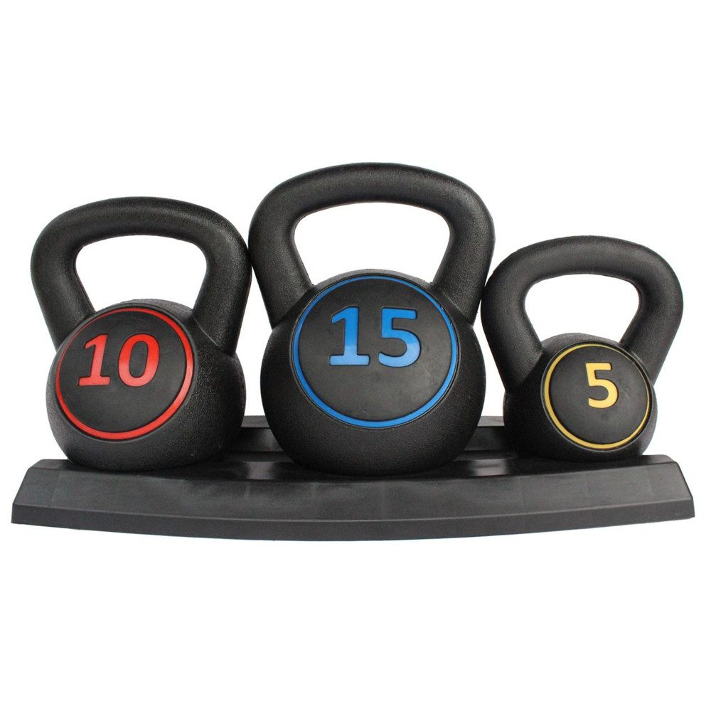BBWL Kettlebell Set 5/10/15LB mit rutschfestem Griff, Kompakte Fitness Gewichte, Kettlebell Set für Home Gym Krafttraining