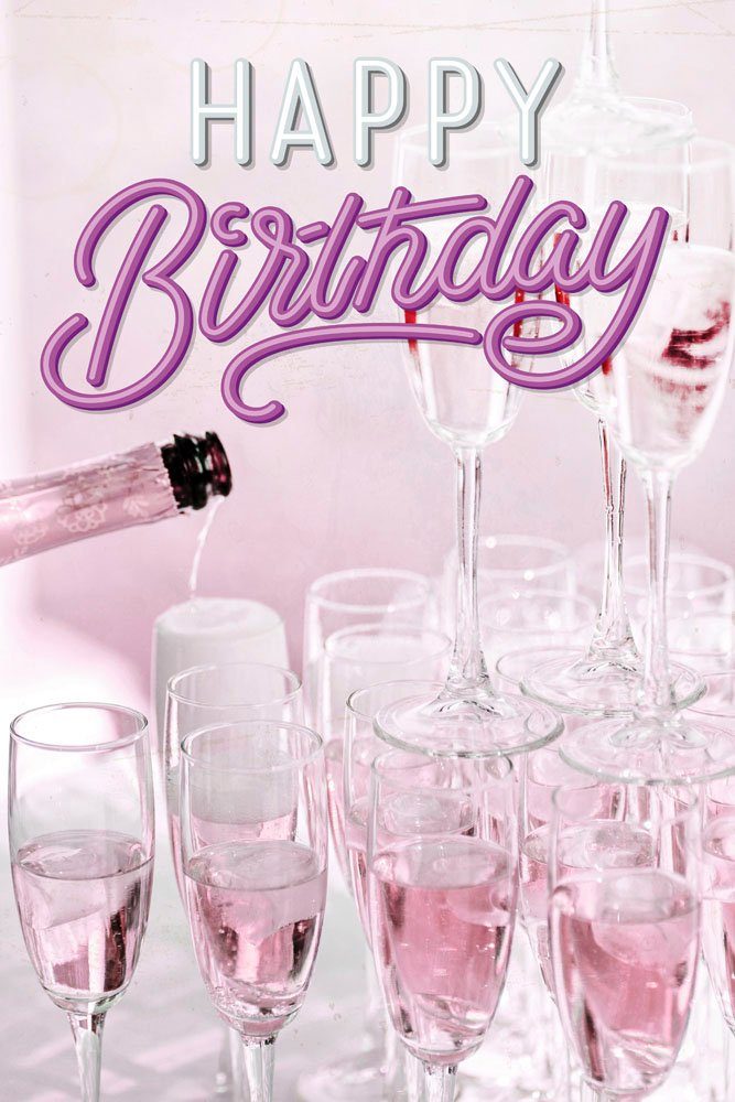 queence Metallbild Champagne Birthday, Getränke, Schriftzug, Sprüche, Sprüche & Texte (1 St), Stahlschild, Blechschild, Sprüche, Texte, Geburtstag